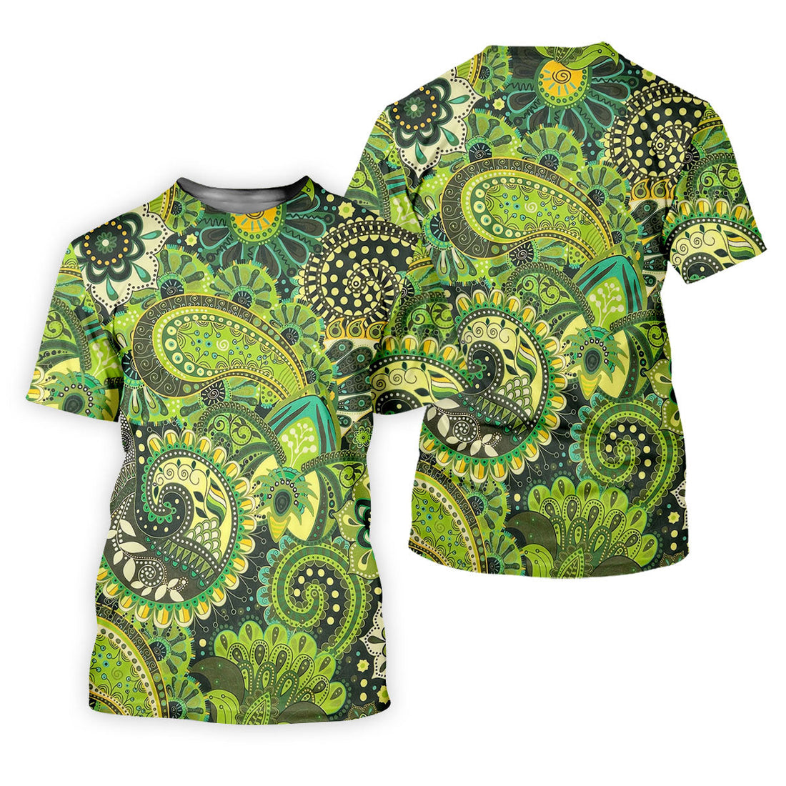 Paisley Print Green Golf Shirt, Golf Tops For Men, Polo ShirtFor Men, Golf Shirts For Men