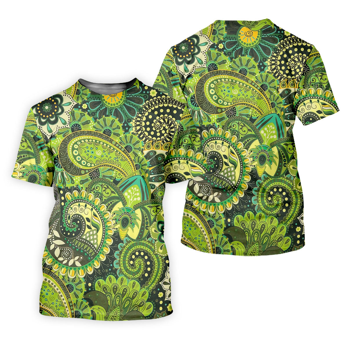 Paisley Print Green Golf Shirt, Golf Tops For Men, Polo ShirtFor Men, Golf Shirts For Men
