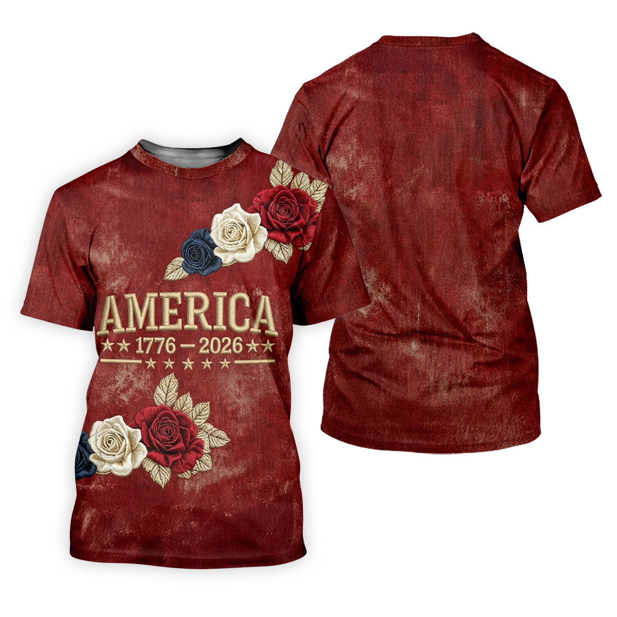 America 1776-2026 Patriotic Roses Vintage Golf Shirt, 250 Years 4th Of July Golf Shirt For Women