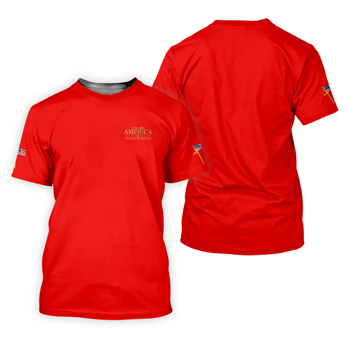 America 250 Years Of Freedom Faith Cross Red Golf Shirt, Patriotic 4th Of July Golf Shirts For Men