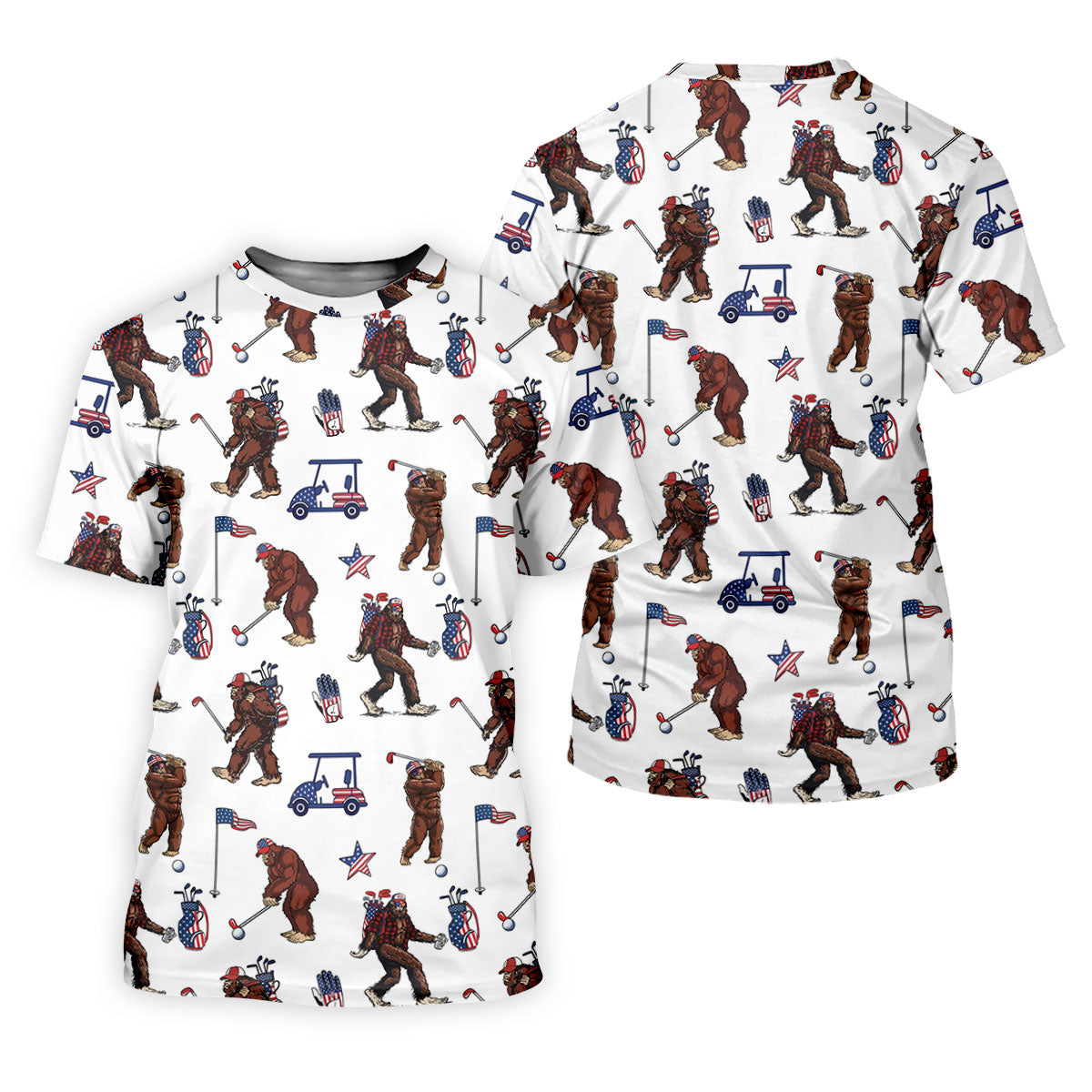 Funny Bigfoot Ladies Patriotic Golf Shirts, Cute Women's Golf Clothes, Ladies Golf Shirts