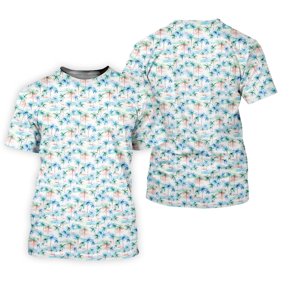 Watercolor Palm Tree Hawaiian Golf Shirt, Summer Vibe Women's Golf Tops, Ladies Golf Shirts
