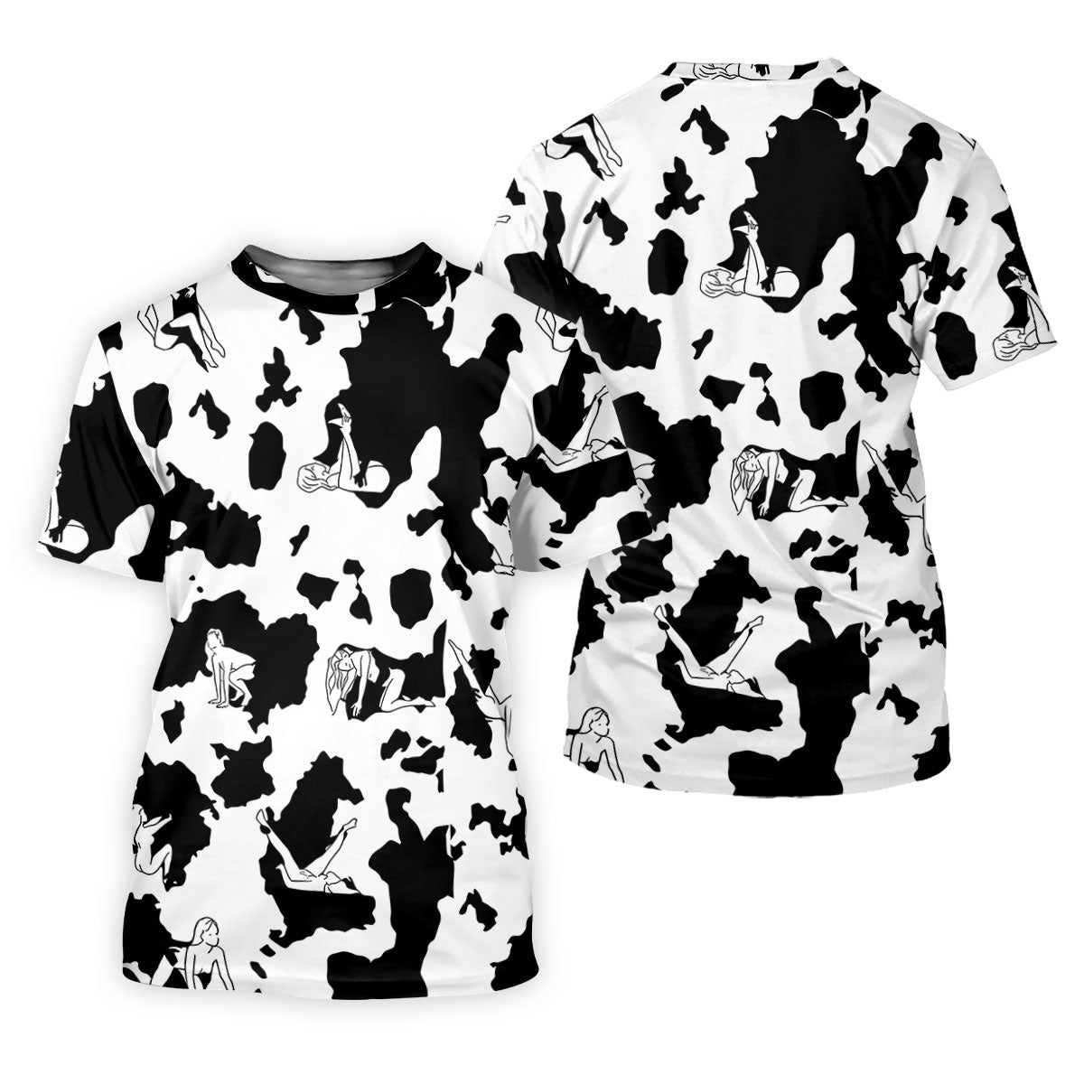 Cow Print Golf Shirt, Adult Humor Hidden Pin Up Pattern, Golf Shirt For Men