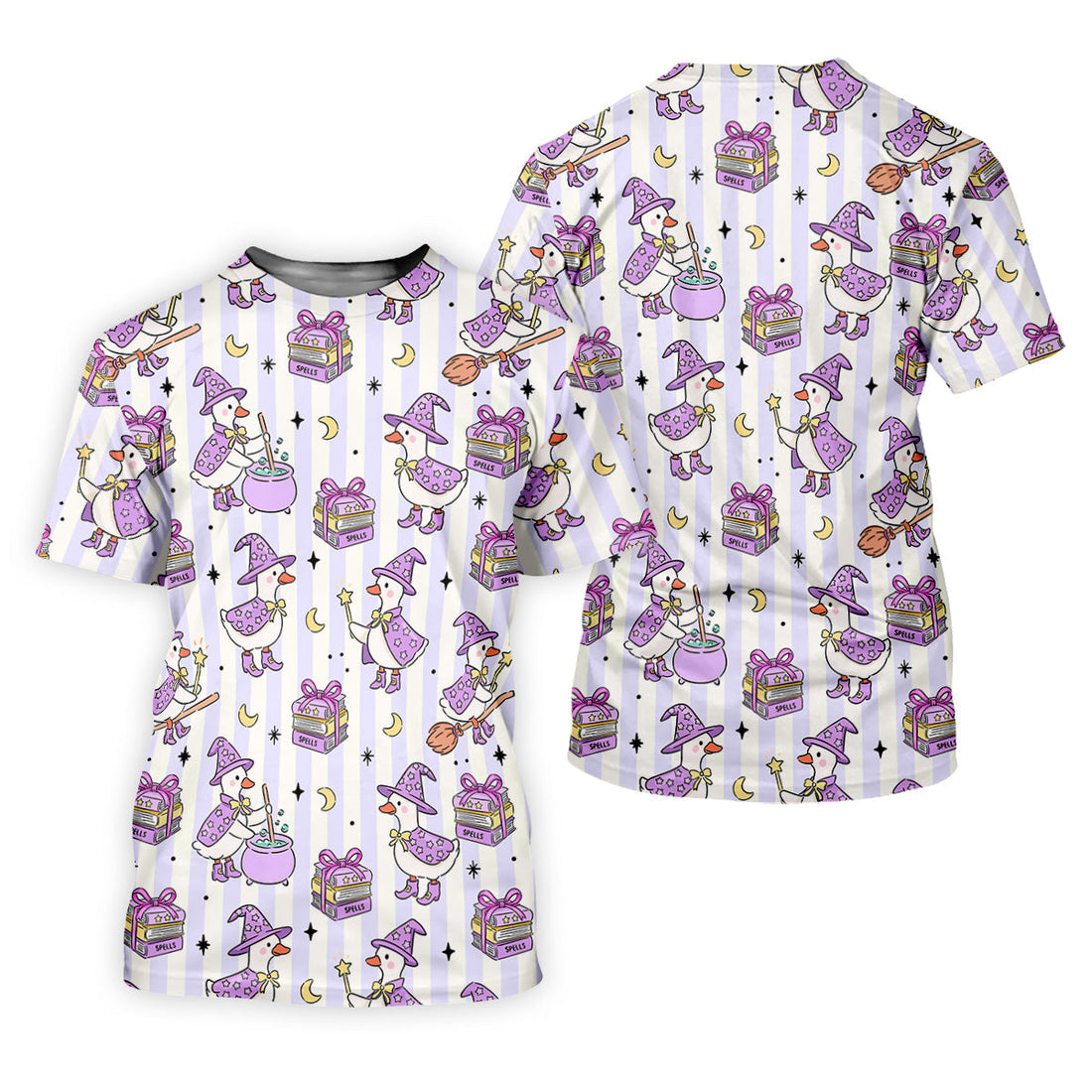 Halloween Witch Goose Purple Pastel Fun Women's Golf Shirts, Cute Golf Outfit, Ladies Golf Polos