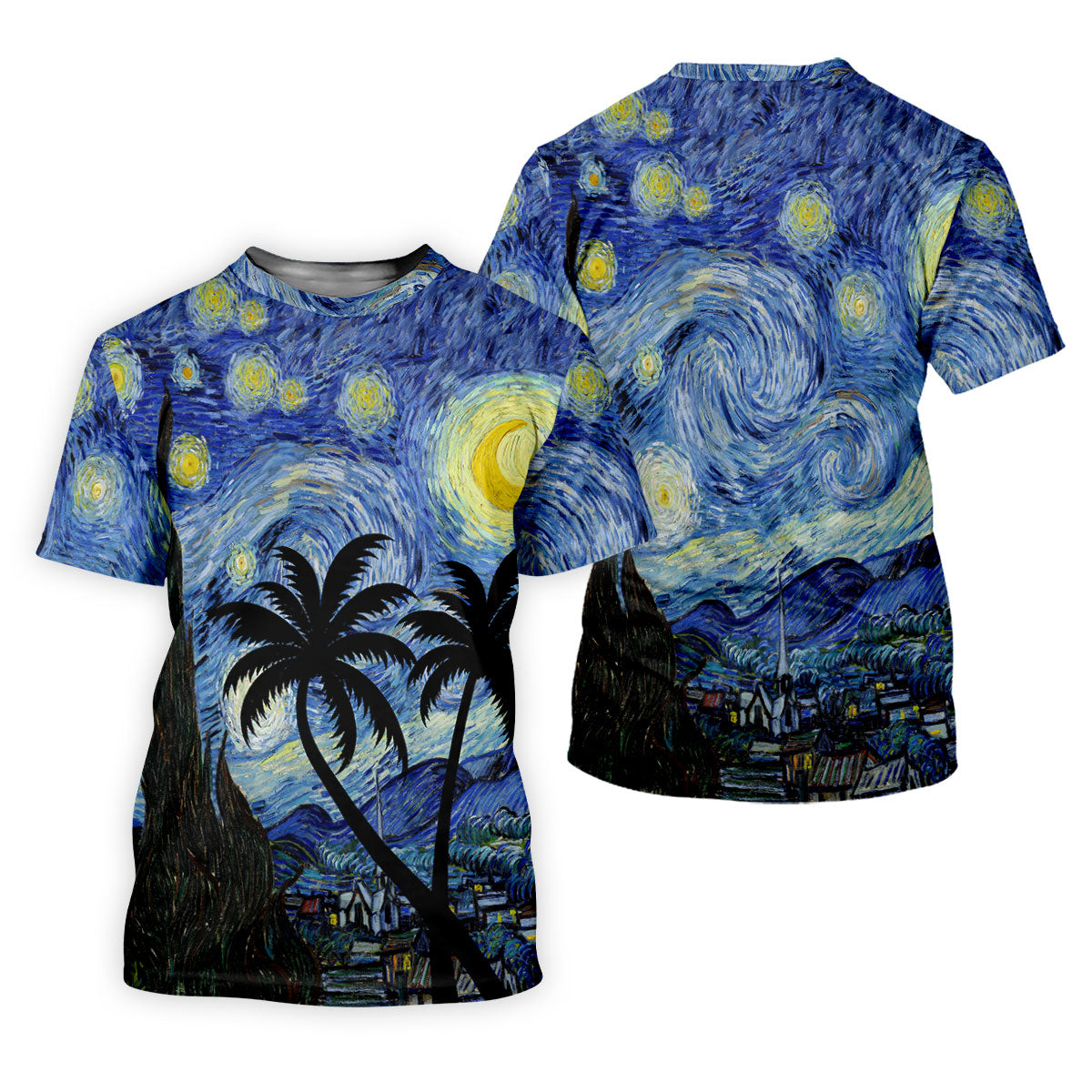 Van Gogh Starry Night Tropical Palm Tree Golf Shirt, Golf Polo For Women, Printed Golf Shirt