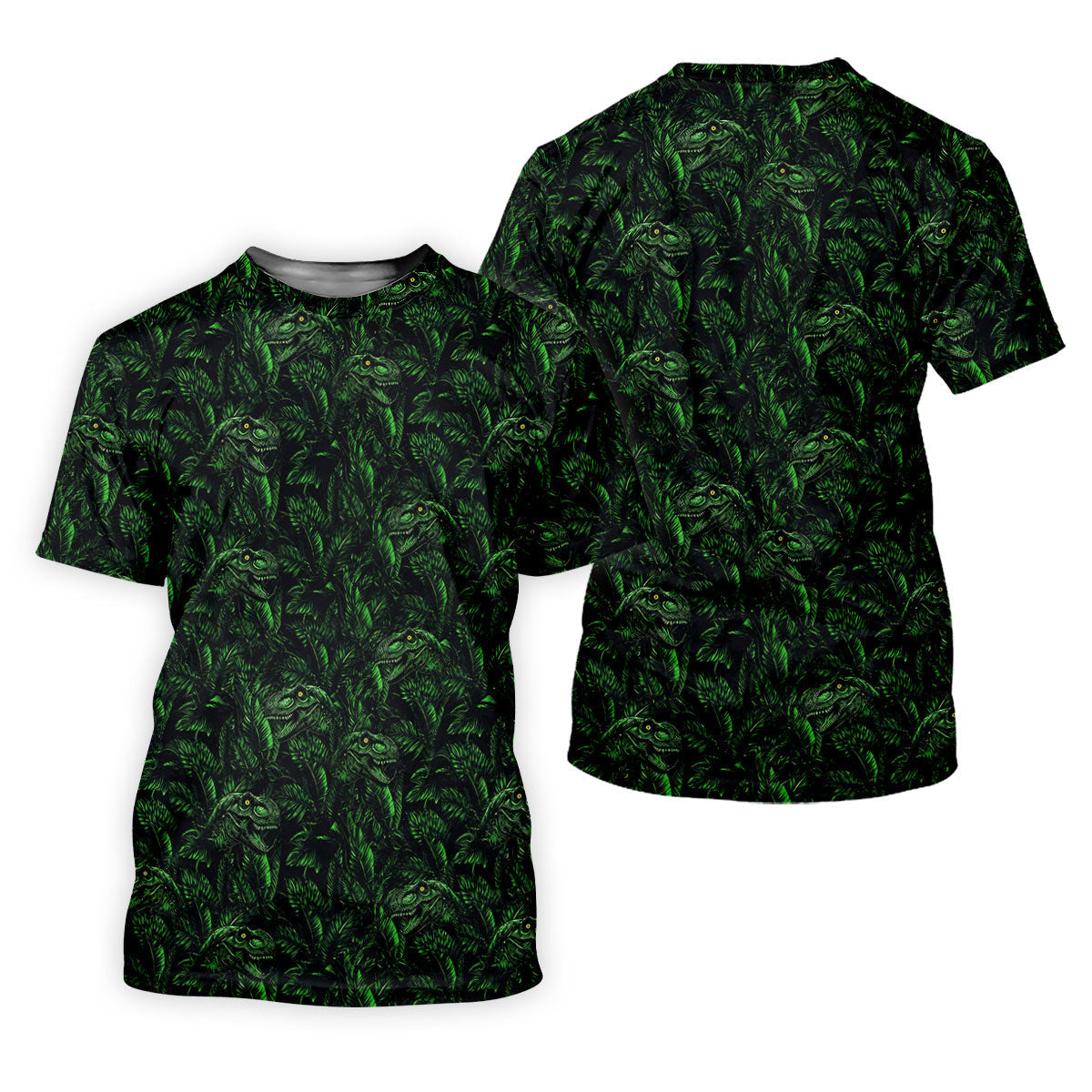 Dinosaurs In The Forest Deep Forest Green Hawaiian Golf Shirt, Women's Polo Shirt