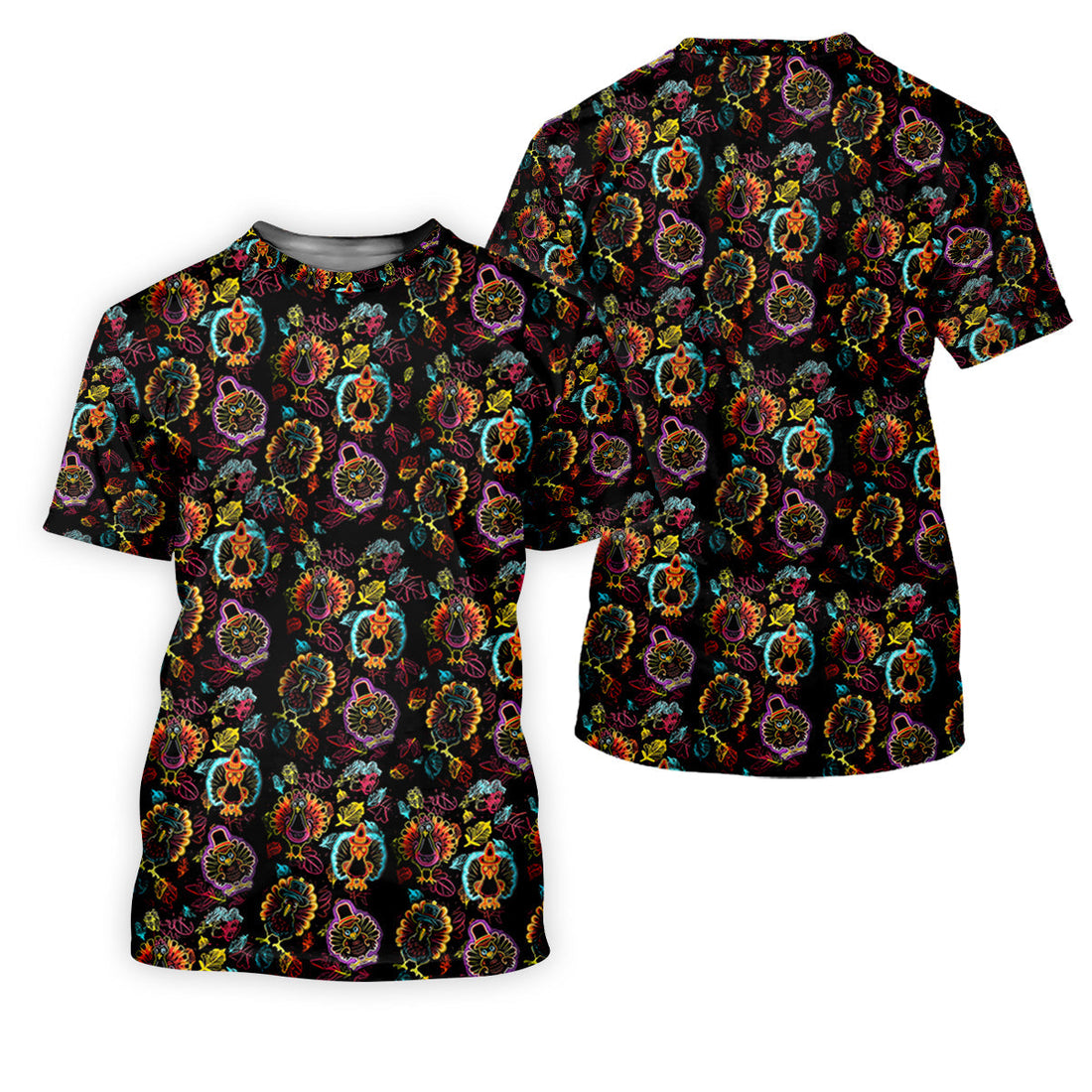 Neon Turkey Thanksgiving Golf Tops For Men, Polo Shirtor Men, Golf Gift For Men, Golfing Apparel