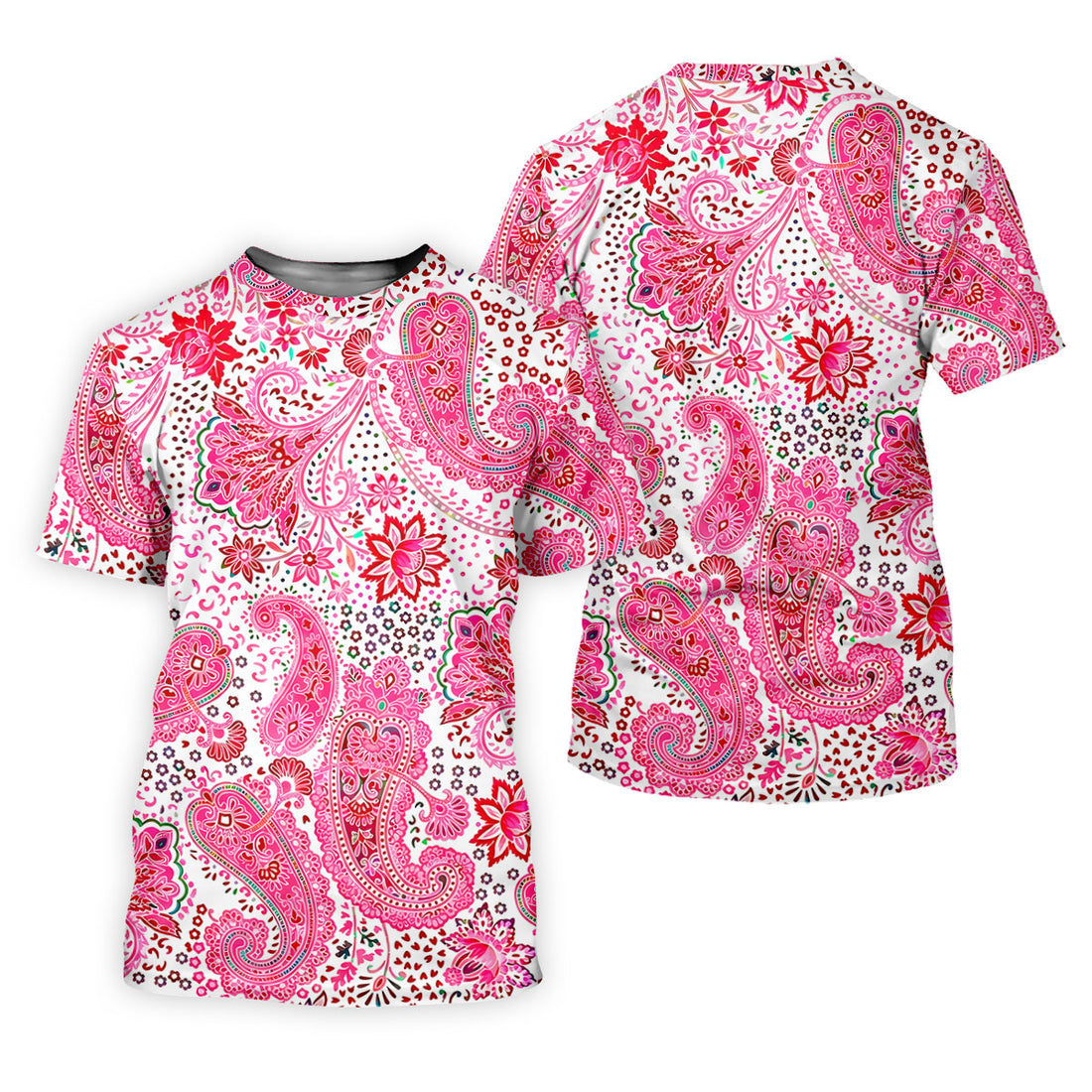 Pink Paisley Floral Pattern Golf Shirt, Golf Tops For Women, Hawaiian Golf Shirt, Women’s Golf Apparel
