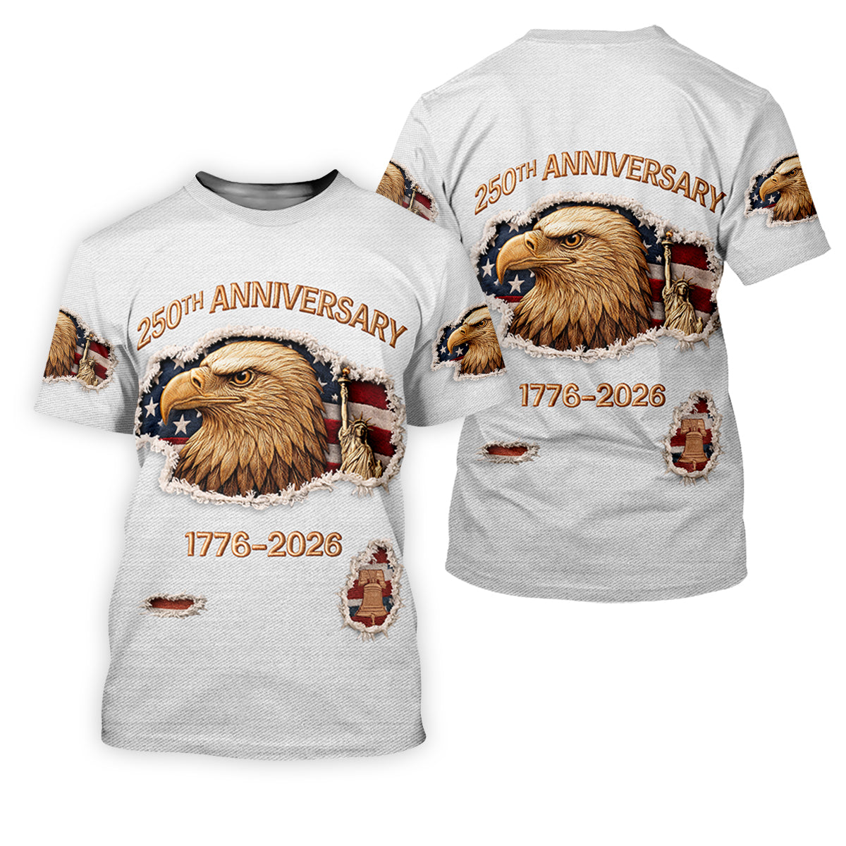 250th Anniversary 1776-2026 American Flag And Eagle Women's Golf Tops, Patriotic Golf Shirt, Ladies Golf Shirts