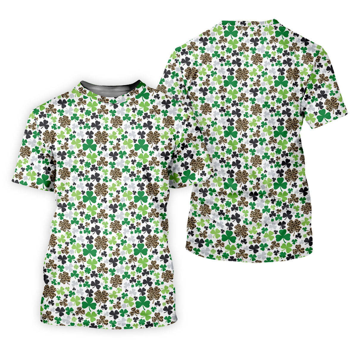 Leopard Pattern St Patrick's Day Shamrock Golf Shirt, Fun Golf Shirts For Men, Polo ShirtFor Men