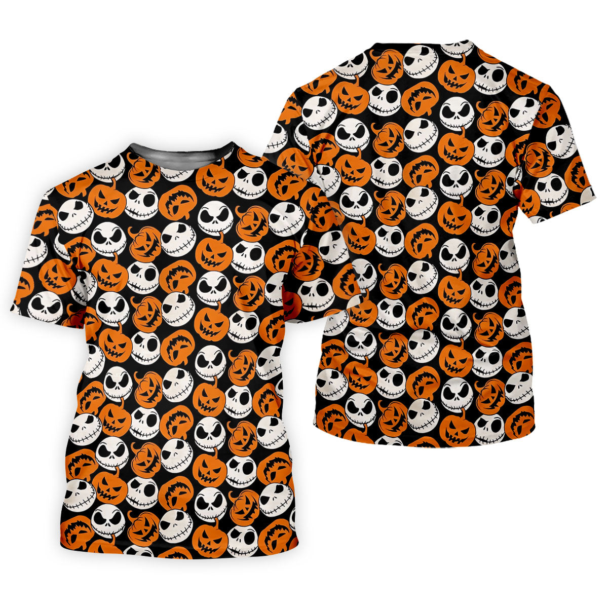 Halloween Skull Pumpkin Pattern Golf Polo Shirt, Men's Golf Shirt, Hawaiian Golf Shirt
