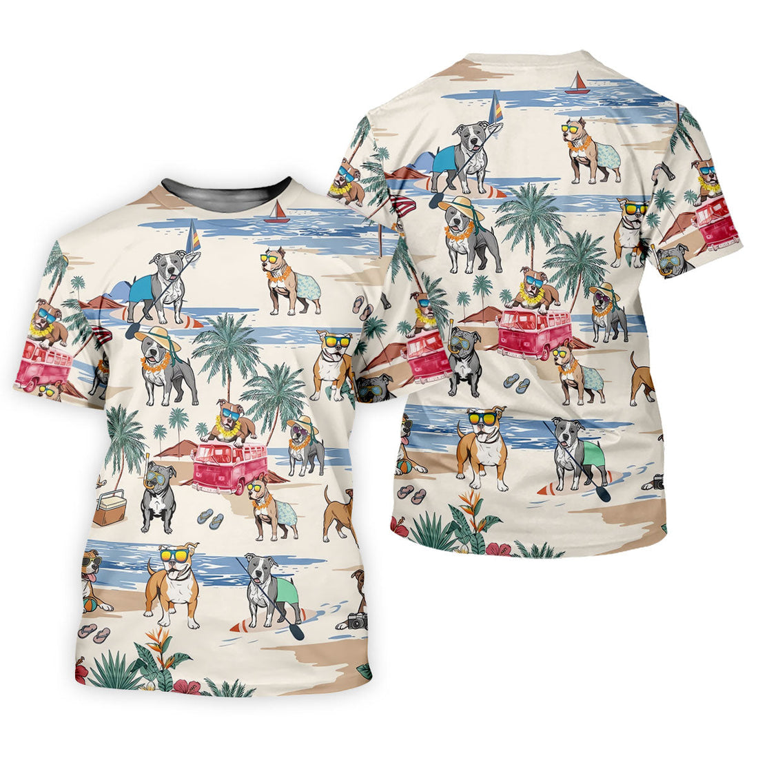 Pit Bull Beach Vacation Tropical Golf Polo Shirt, Golf Shirts For Women, Women's Golf Apparel