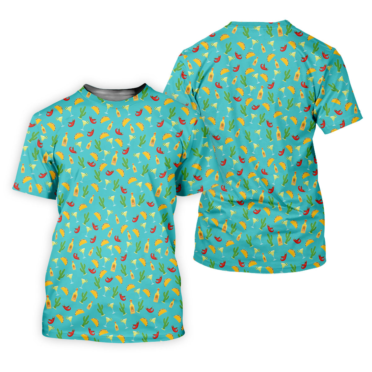 Tropical Vibe Hawaiian Pattern Turquoise Golf Shirt, Golf Tops For Men, Golf Gift For Men