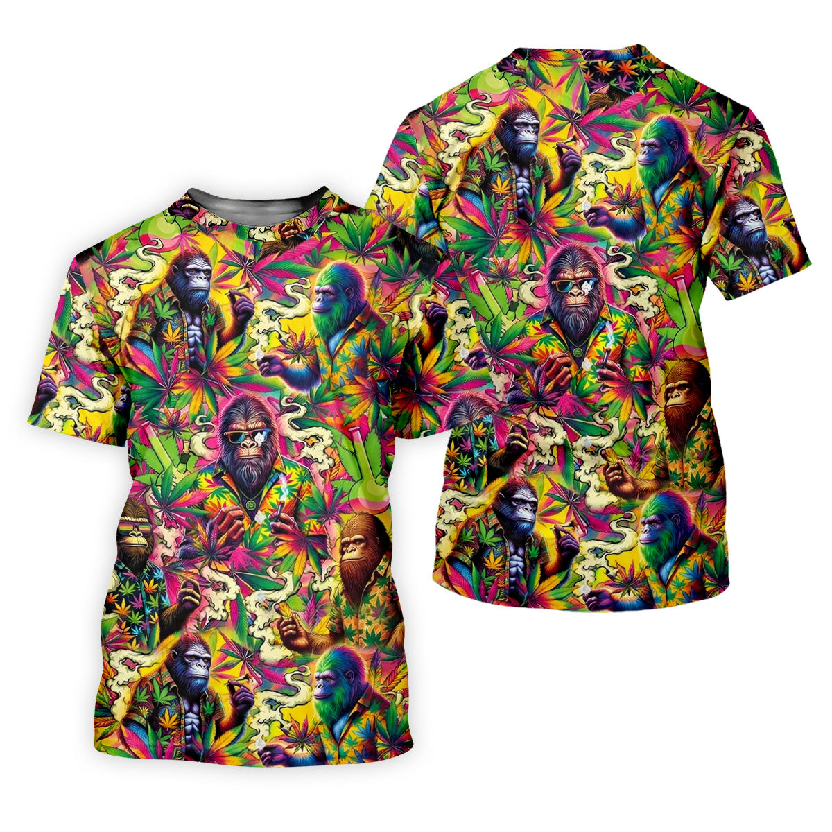 Psychedelic Bigfoot Cannabis Leaf Hawaiian Polo Shirt, Women’s Golf Polo, Golf Shirts For Women