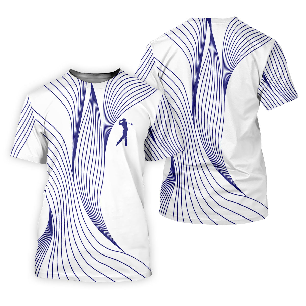 Geometric Line Wavy Line Purple And White Golf Shirts For Men, Men's Golf Shirt, Polo Shirt Men