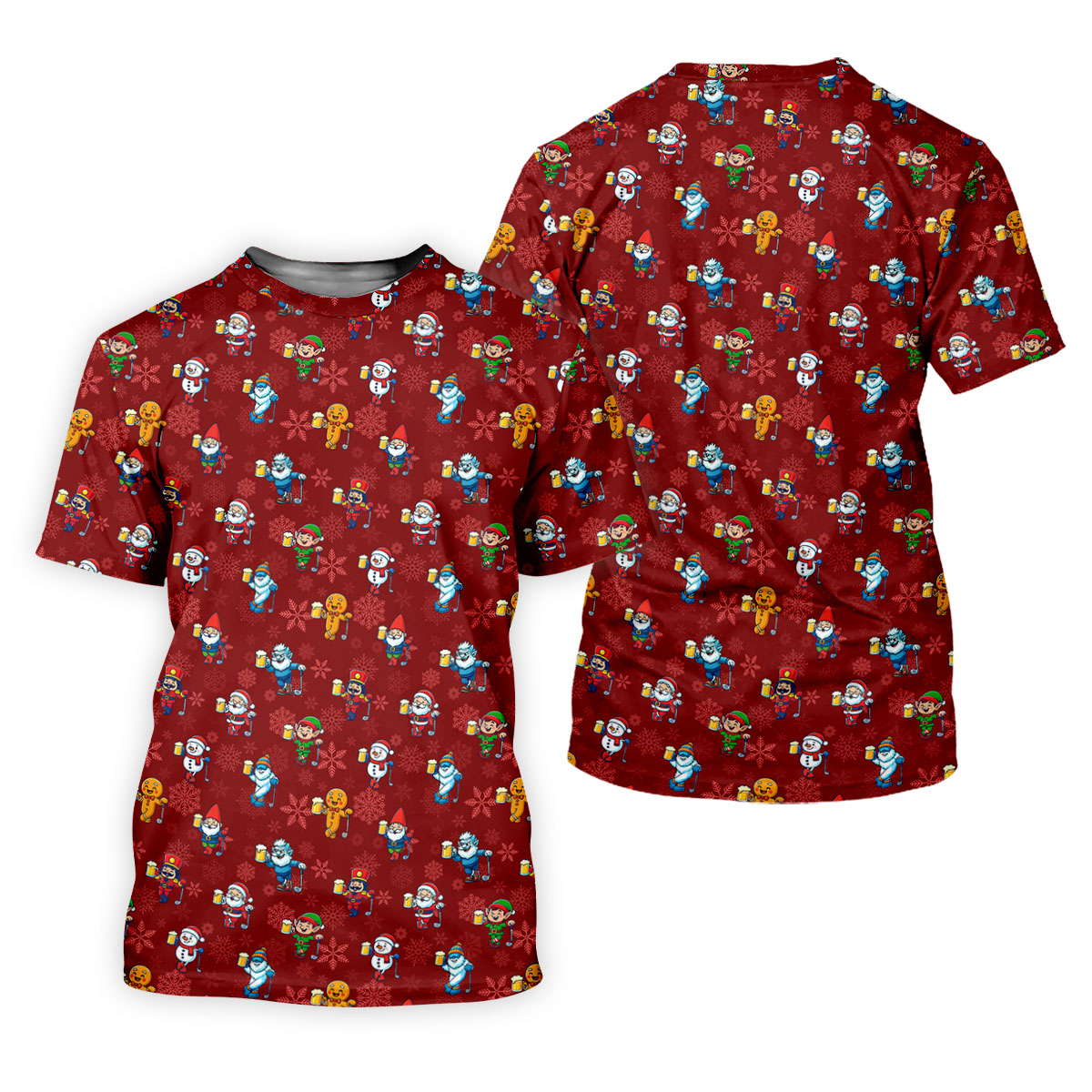 Christmas Characters Golf And Beer Red Women's Funny Golf Shirts, Christmas Golf Shirt, Polo ShirtFor Women