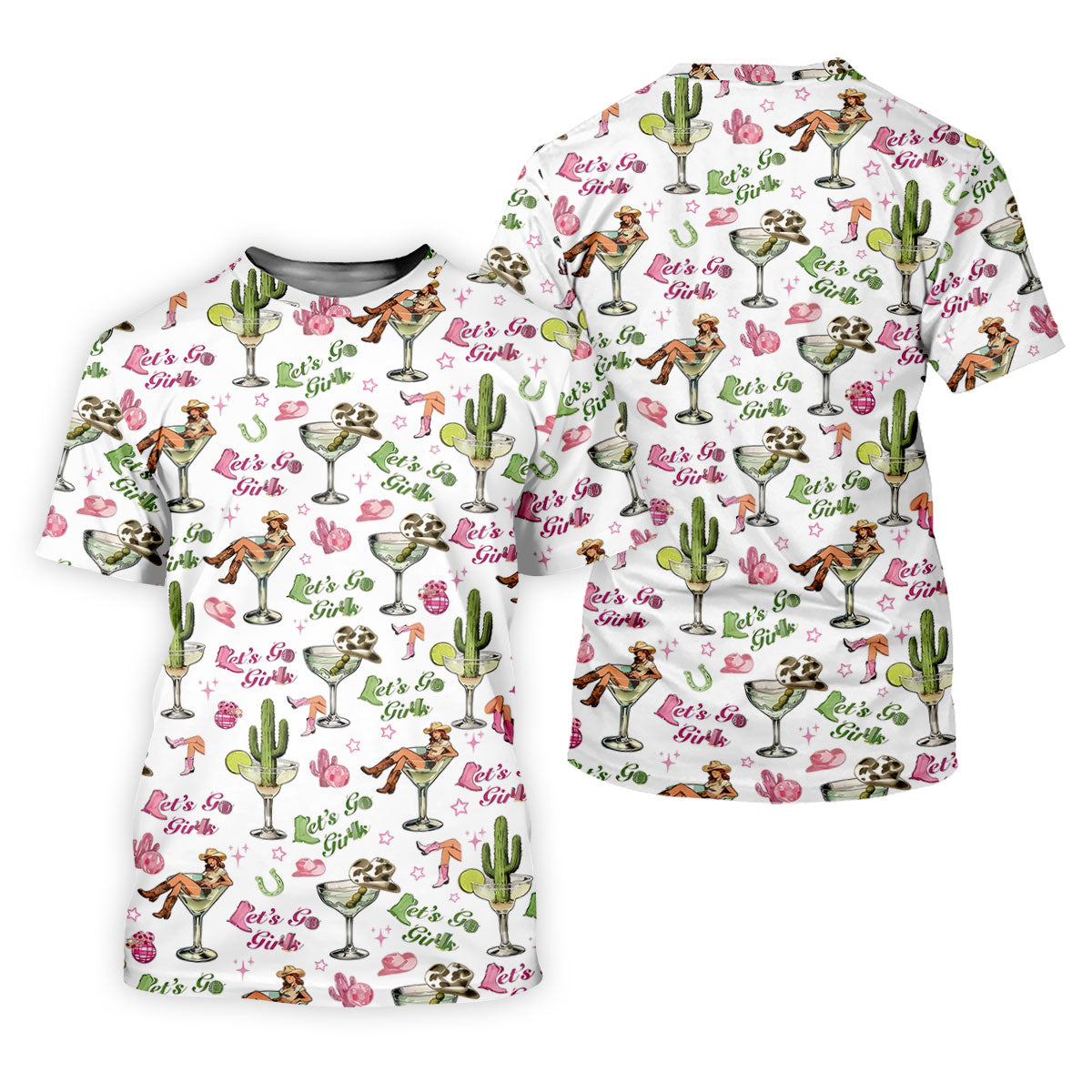 Let's Go Girls Cowgirl Margarita Hawaiian Golf Shirt, Women's Golf Tops, Golf Polo For Women