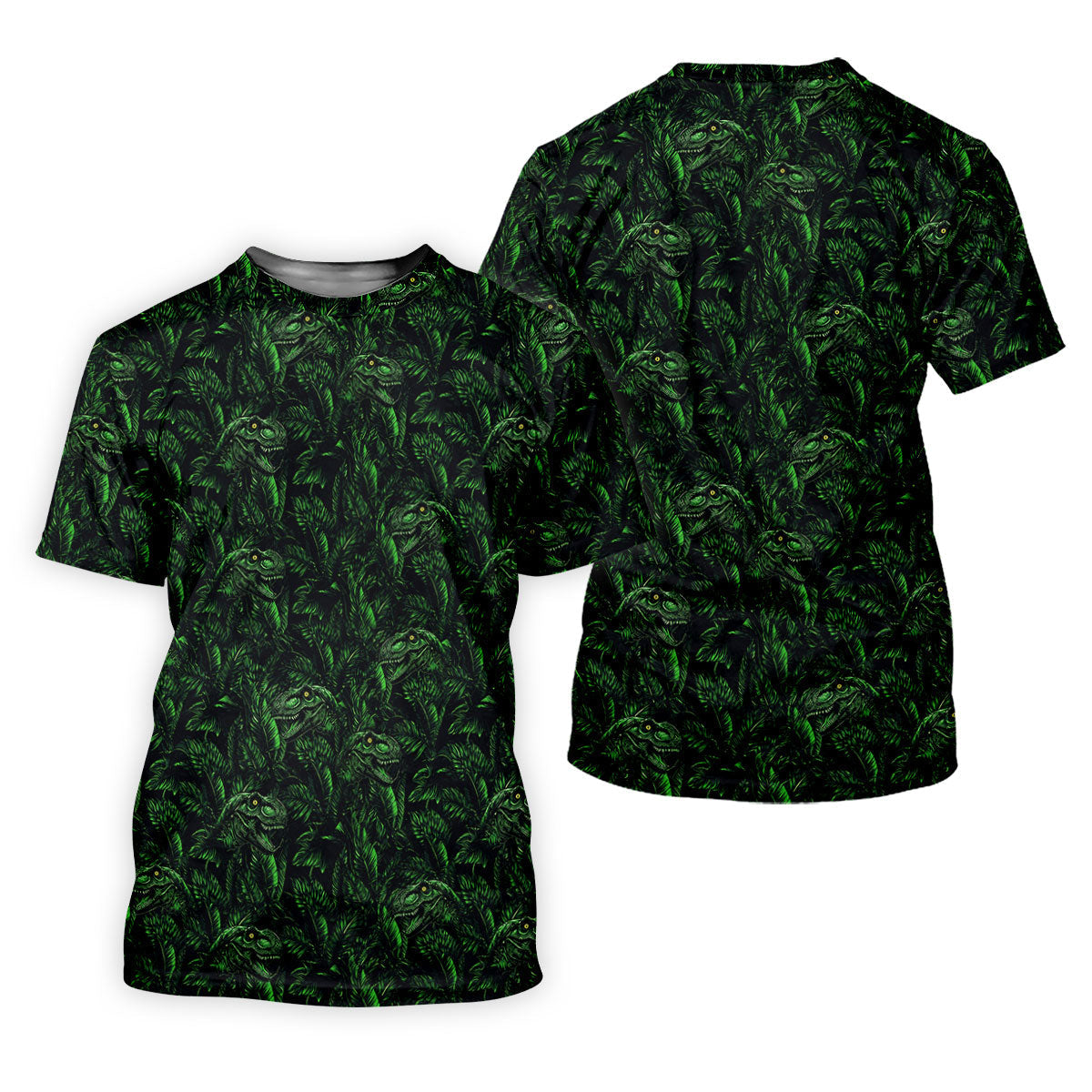 Dinosaurs In The Forest Deep Forest Green Hawaiian Golf Shirt, Polo Shirtor Men
