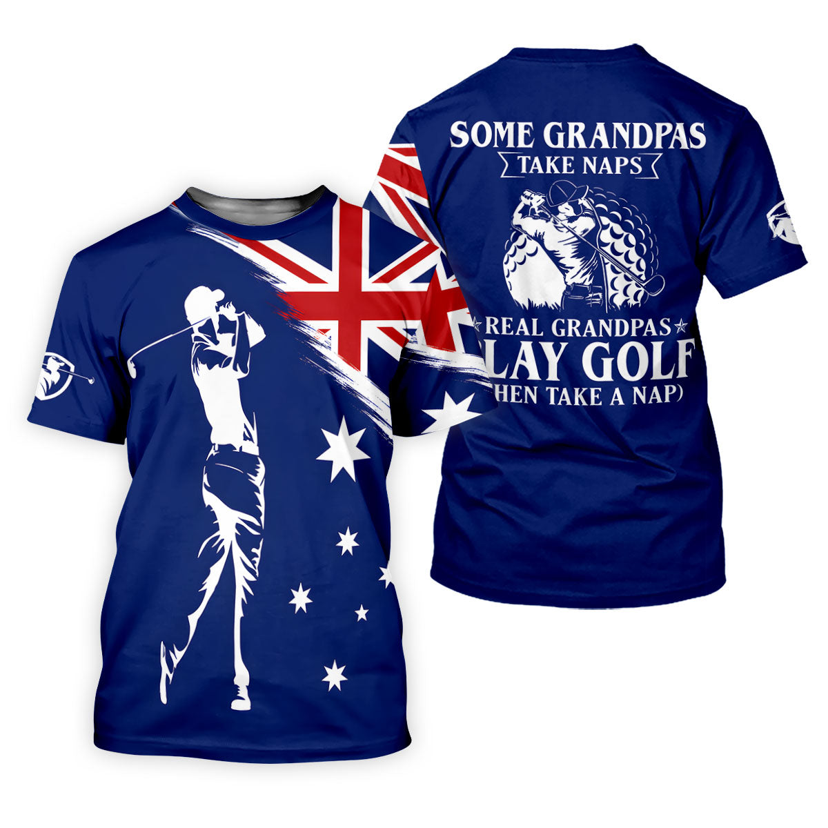 Real Grandpas Play Golf Then Take A Nap Australia Flag Print Men's Funny Golf Shirts, Polo Shirtor Men