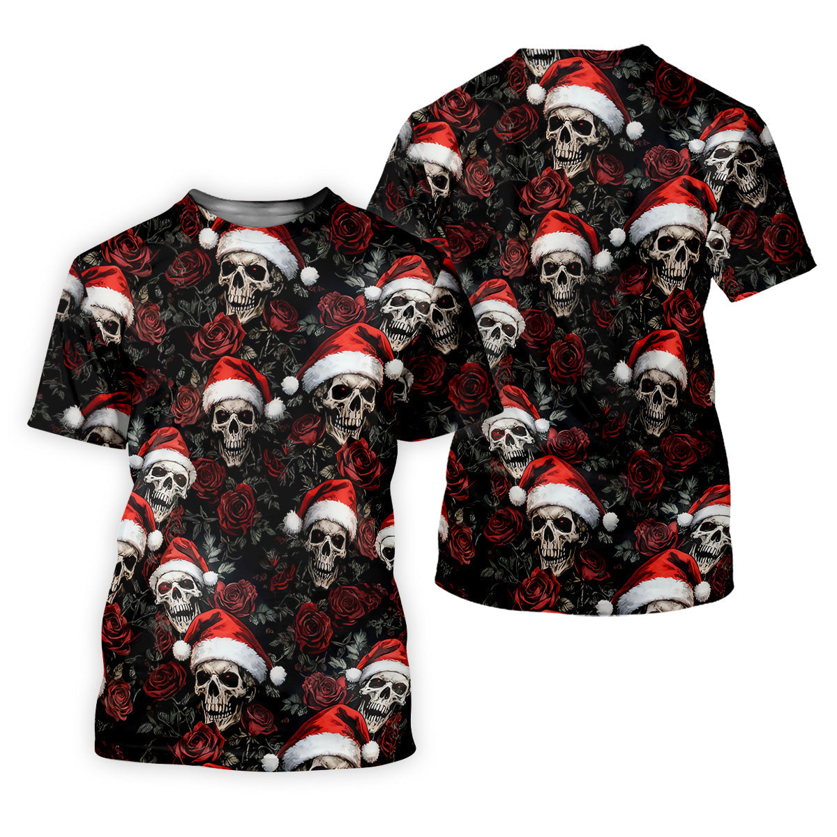 Vintage Skull And Roses Christmas Golf Shirt, Cool Golf Outfit, Polo Shirtor Men, Golf Shirts For Men