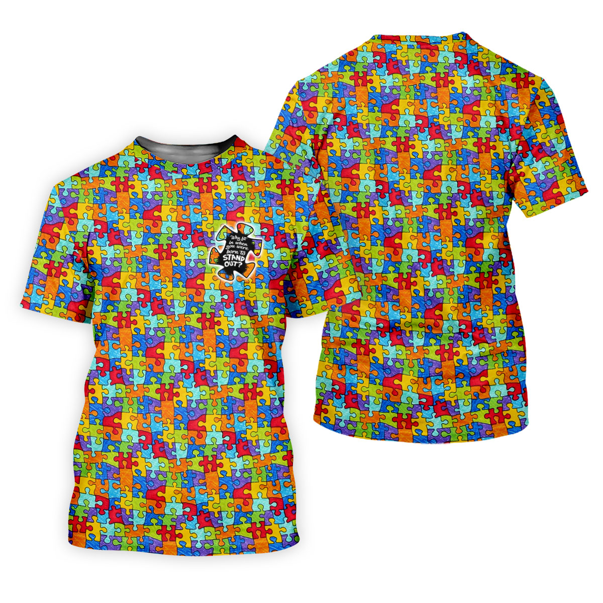 Why Fit In When You Were Born To Stand Out Autism Puzzle Golf Tops For Men, Golf Shirts For Men