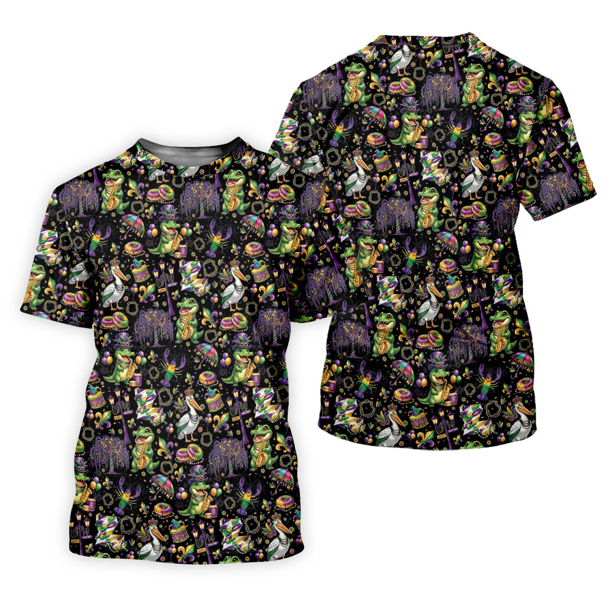 Mardi Gras Fleur De Lis Animal Band Black Golf Shirt, Women's Golf Shirts, Ladies Golf Polos