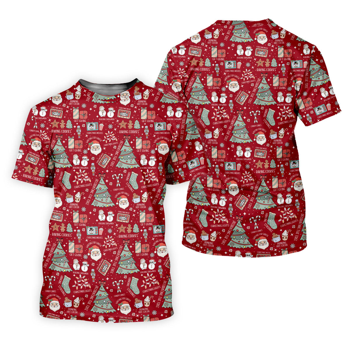 Cute Santa Claus Gift Red Women's Golf Tops, Christmas Golf Shirt, Golf Gift For Ladies