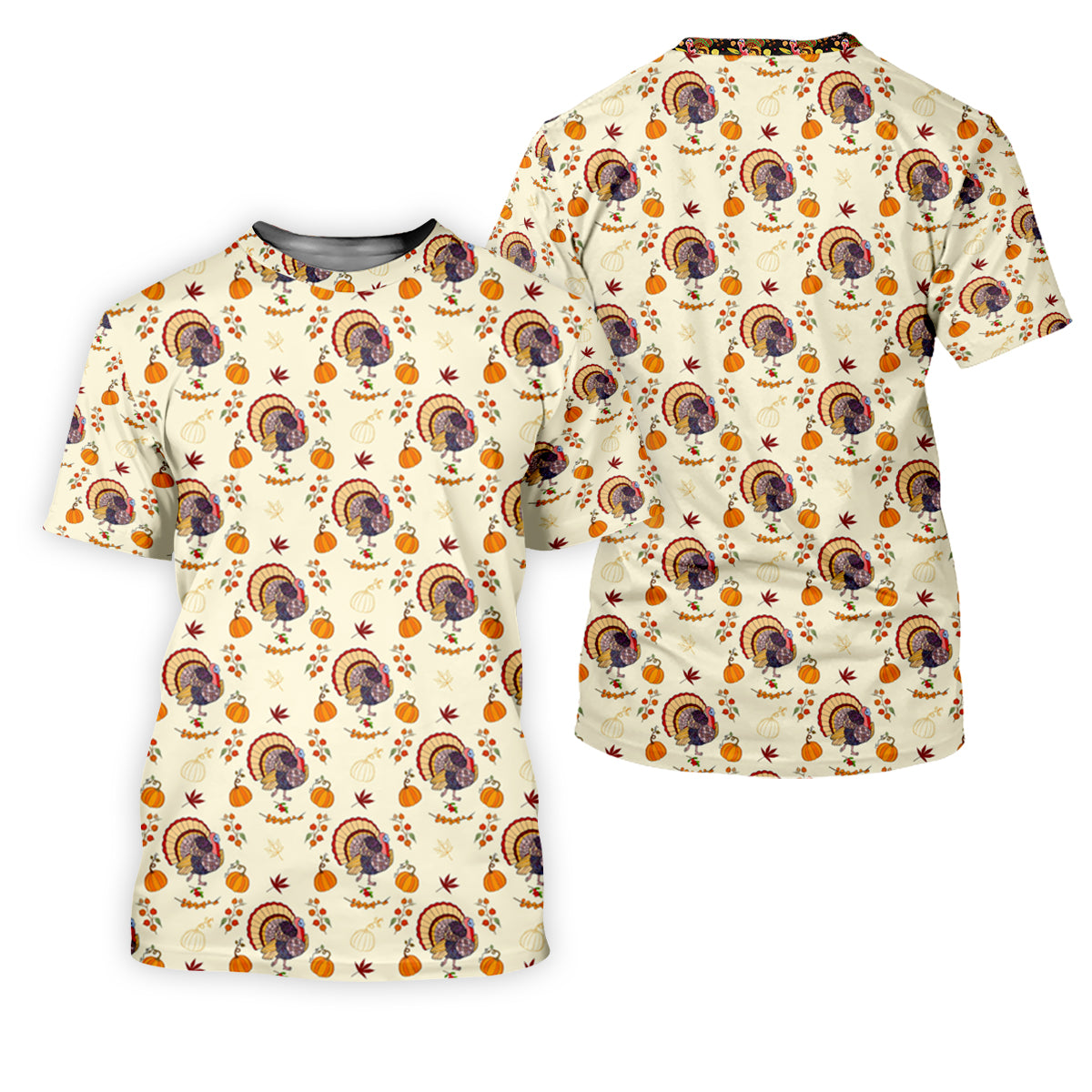 Turkey Pumpkin Thanksgiving Holiday Beige Golf Tops For Men, Polo ShirtFor Men, Golf Gift For Men, Golfing Apparel