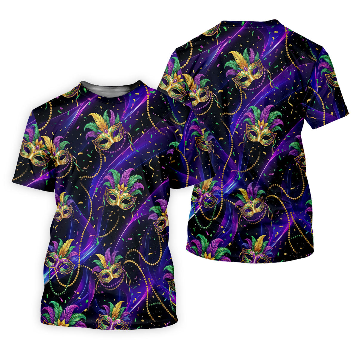 Mardi Gras Carnival Mask Neon Purple Black Golf Shirt, Men's Golf Polo Shirt Golf Shirts For Men