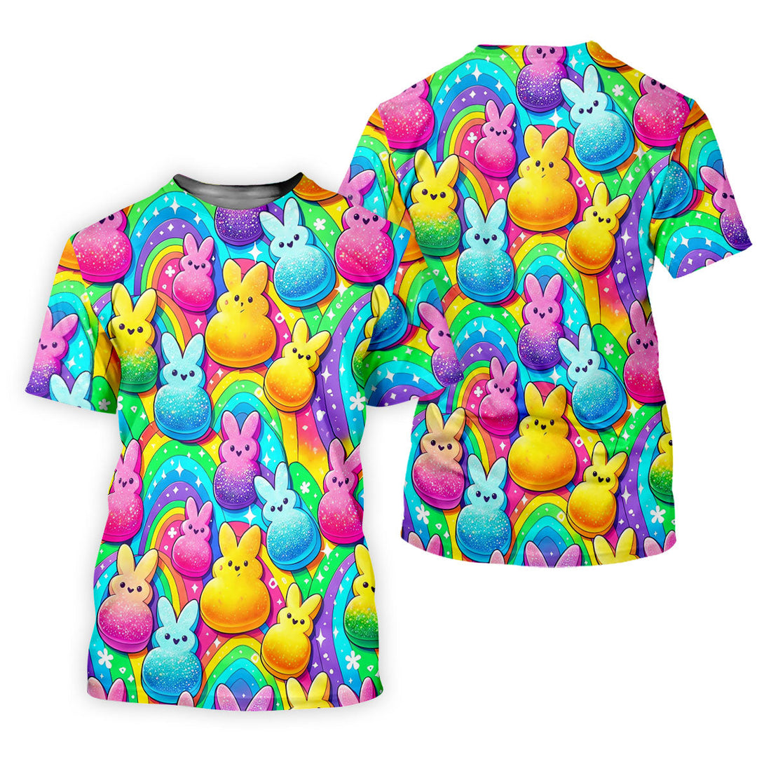 Colorful Easter Peeps Rainbow Pattern Women Golf Top, Cute Golf Outfit, Ladies Golf Shirts