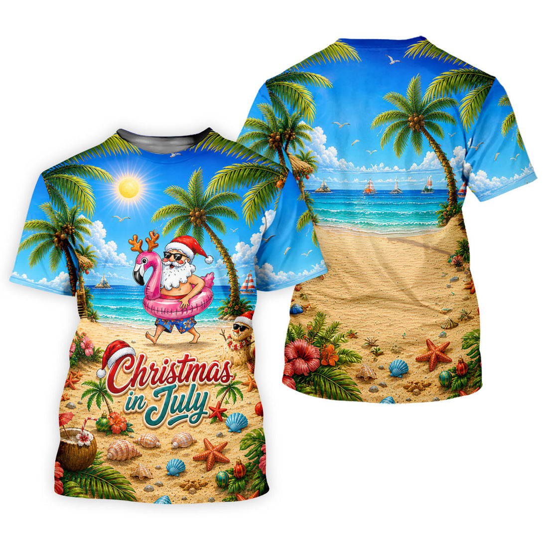 Santa Christmas In July Beach Golf Shirt, Christmas Golf Shirt, Women’s Golf Polo