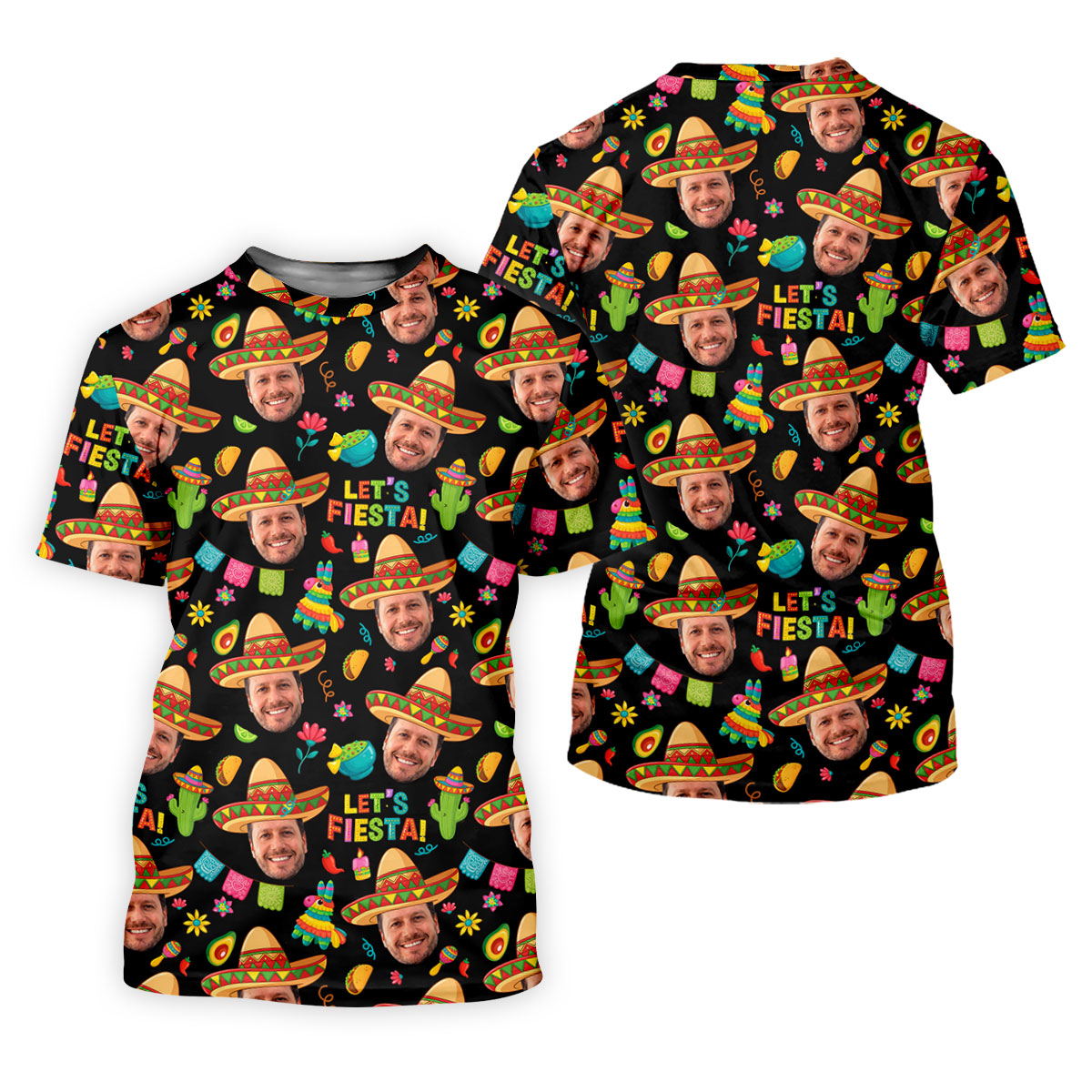 Let's Fiesta Cinco De Mayo Celebration Fiesta Themed Custom Face Black Golf Shirt For Women