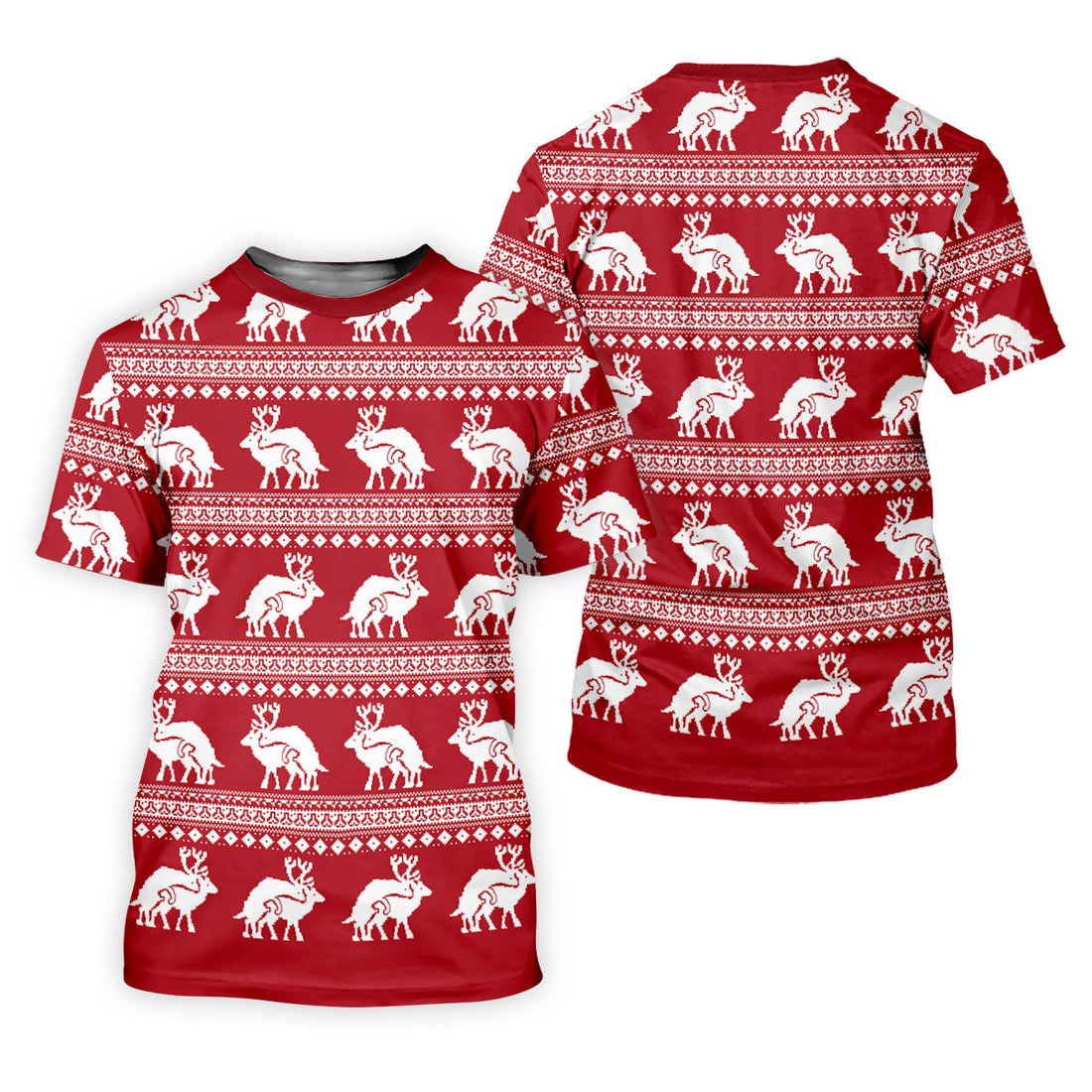 Reindeer Humping Seamless Pattern Golf Shirt, Christmas Golf Shirt, Golf Shirts For Men, Golf Gift For Men
