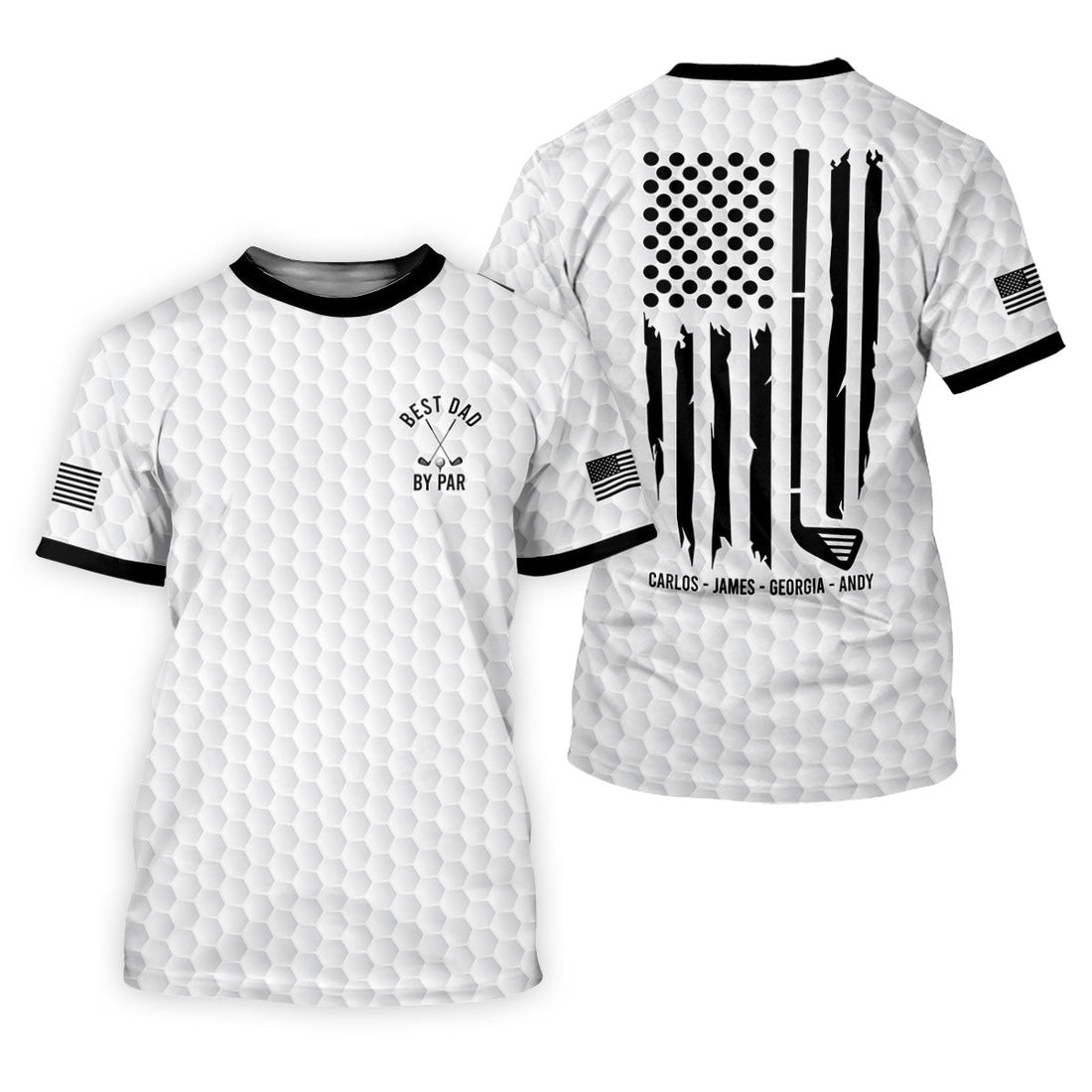 Best Dad By Par US Flag Pattern Father's Day Golf Shirt, Golf Gift For Dad, Polo Shirt Men