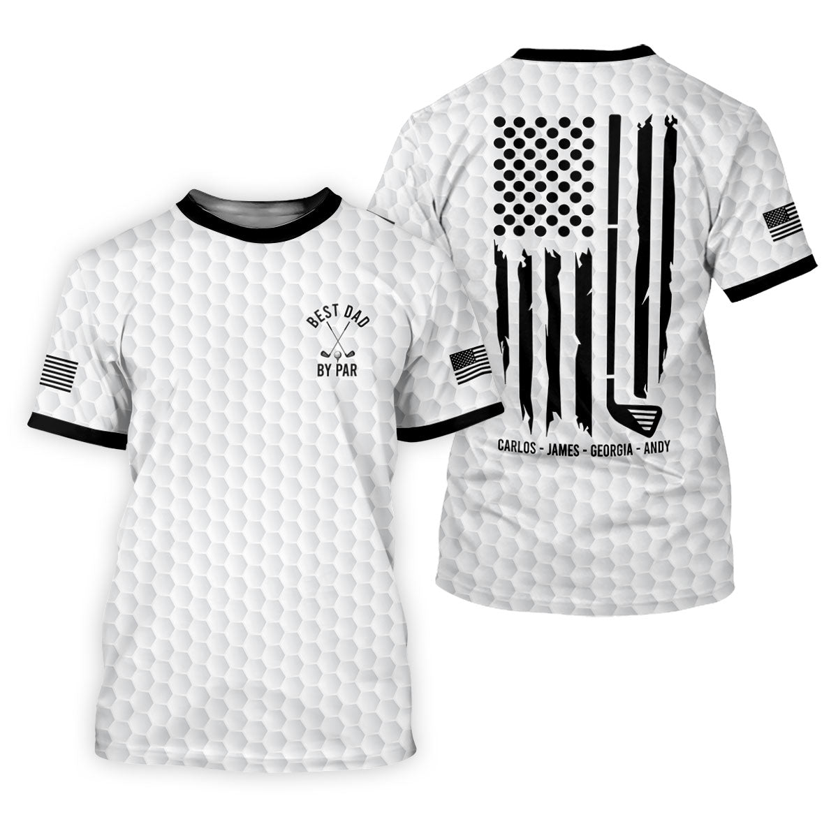 Best Dad By Par US Flag Pattern Father's Day Golf Shirt, Golf Gift For Dad, Polo Shirt Men