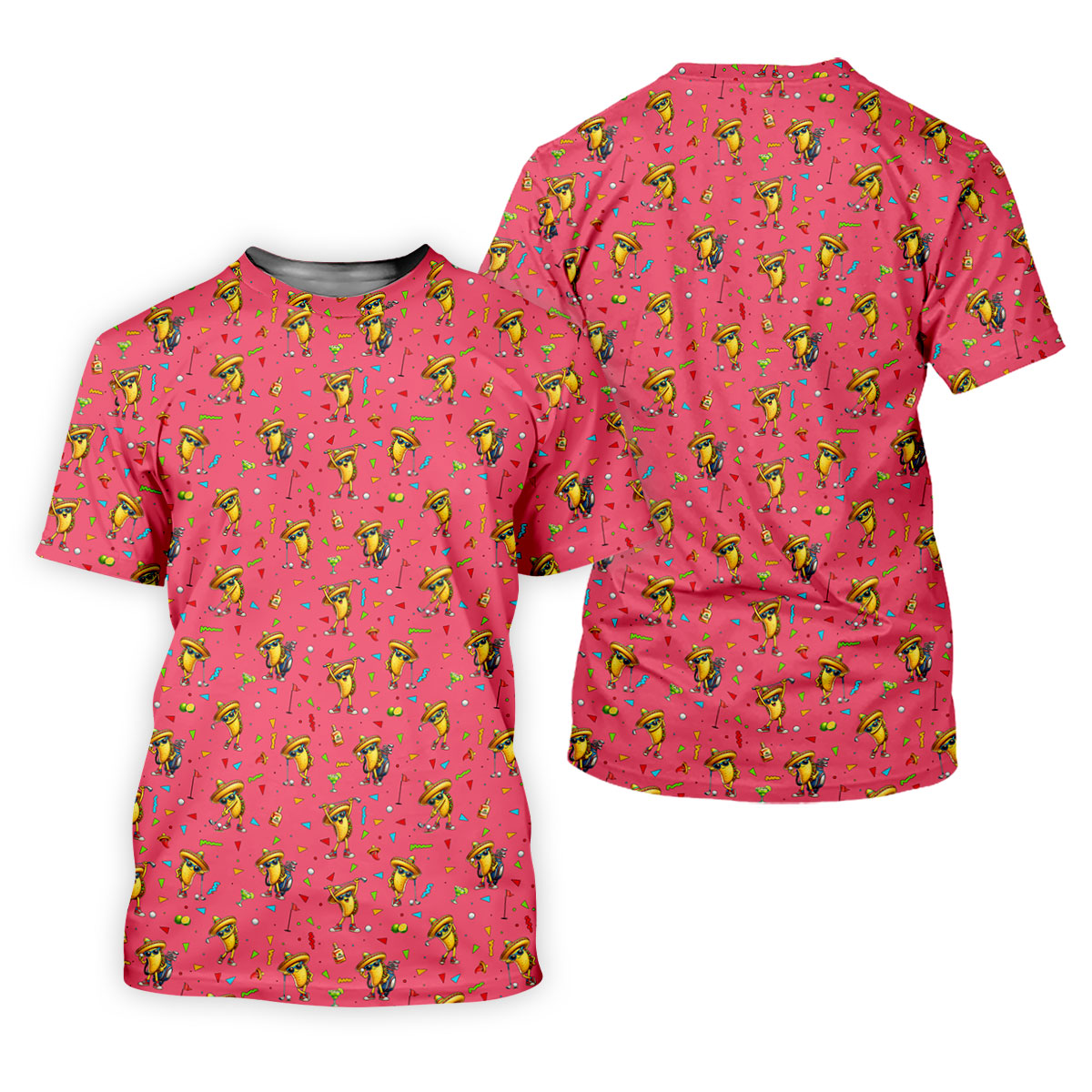 Fairway Fiesta Taco Margarita Mexico Theme Pink Golf Shirt, Women Golf Shirts, Ladies Golf Shirt