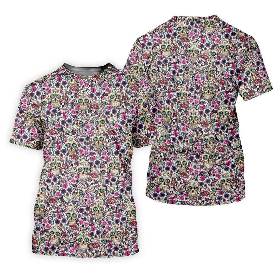 Colorful Sugar Skull Floral Golf Polo Shirt, Golf Shirts For Women, Women’s Golf Polo