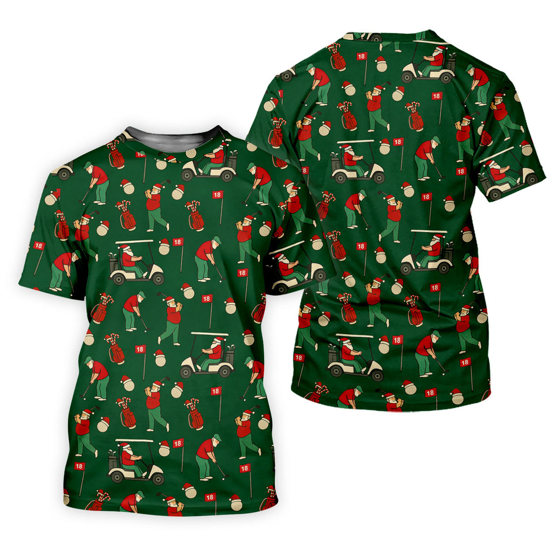 Golfing Santa Green Christmas Golf Tops For Men, Men's Funny Golf Shirts, Christmas Golf Shirt