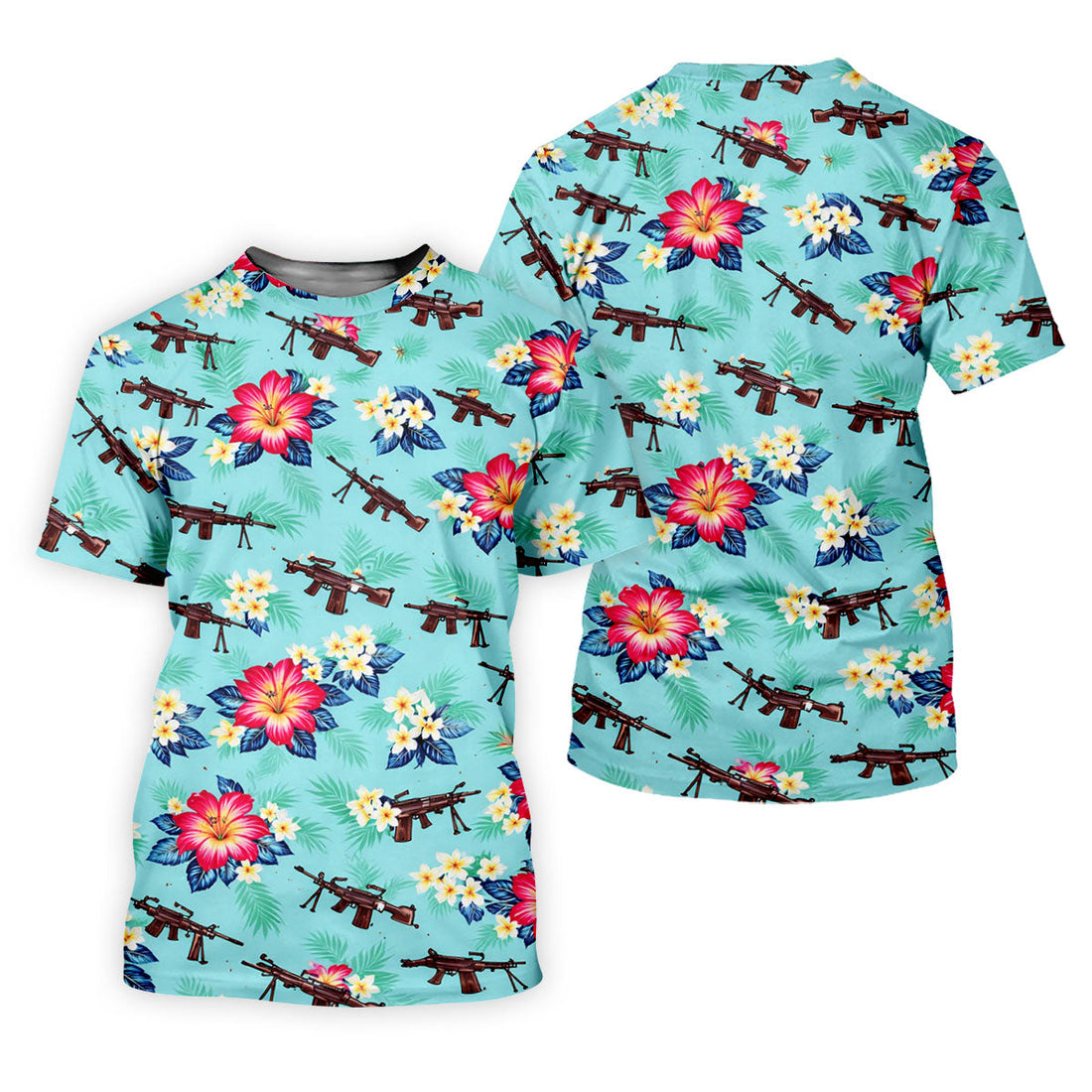 Floral Pattern Army Theme Hawaiian Golf Shirt, Men's Golf Polo ShirtShirts For Men