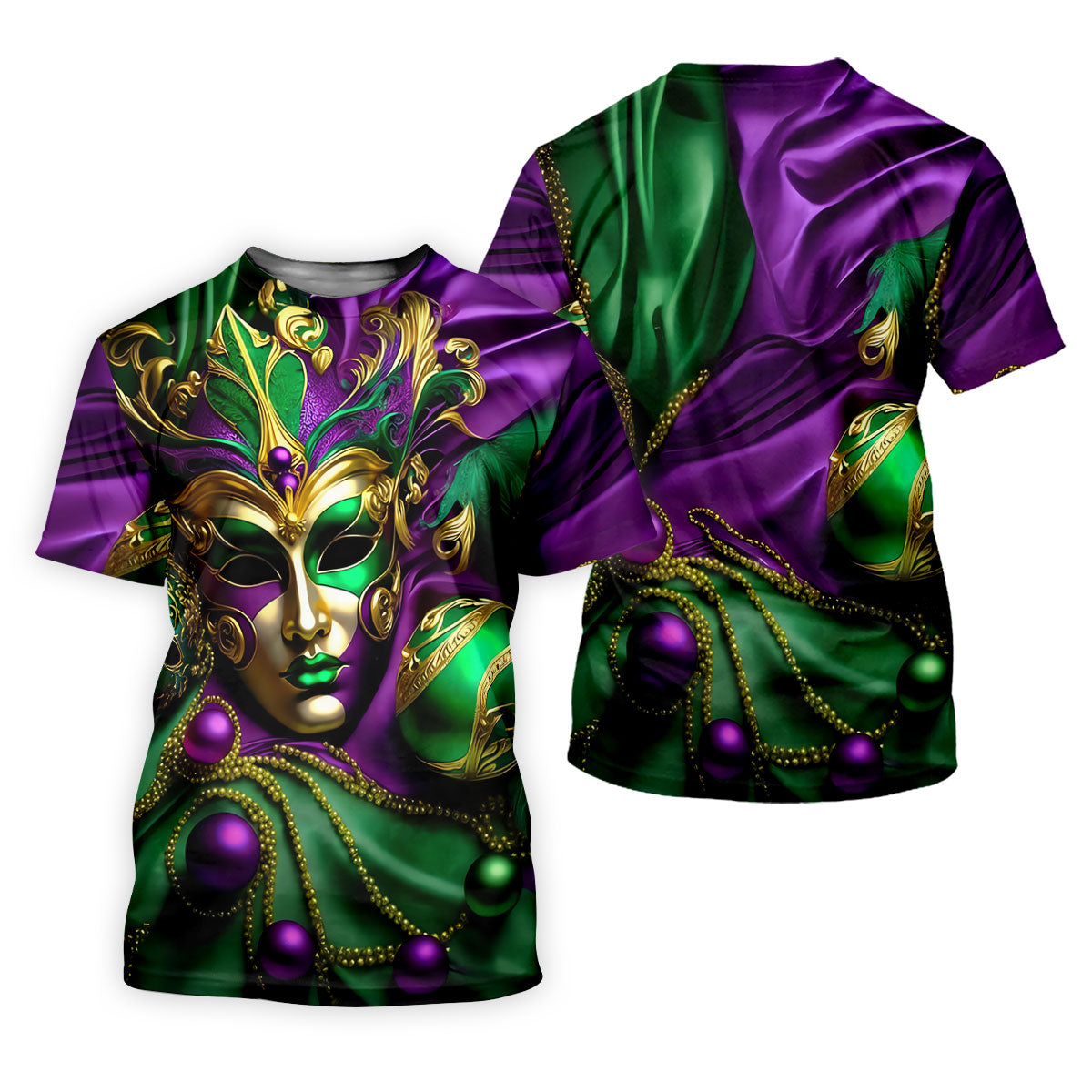 Mardi Gras Face Mask Purple Green Gold Polo ShirtFor Men, Golf Shirts For Men, Polo For Men