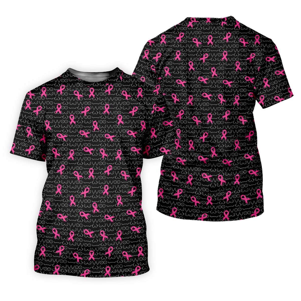 Black Golf Polo With Pink Ribbon, Women's Golf Polo ShirtBreast Cancer Awareness Shirt, Funny Golf Shirt