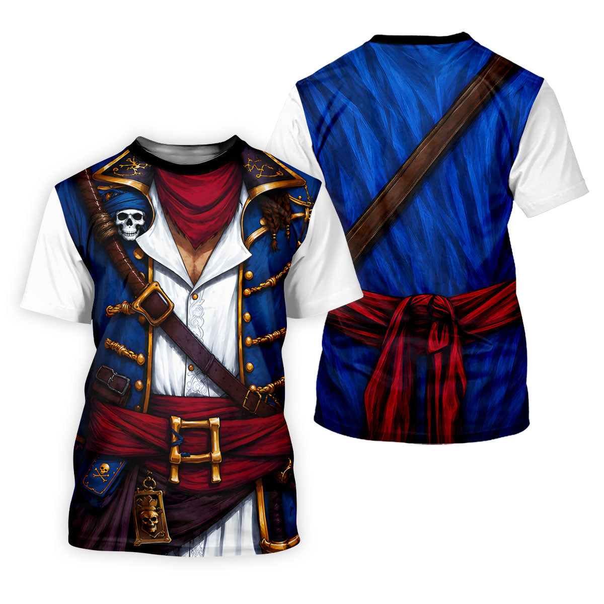 Caribbean Pirate Golf Shirt, Classic Buccaneer Captain Uniform, Golf Shirt For Men