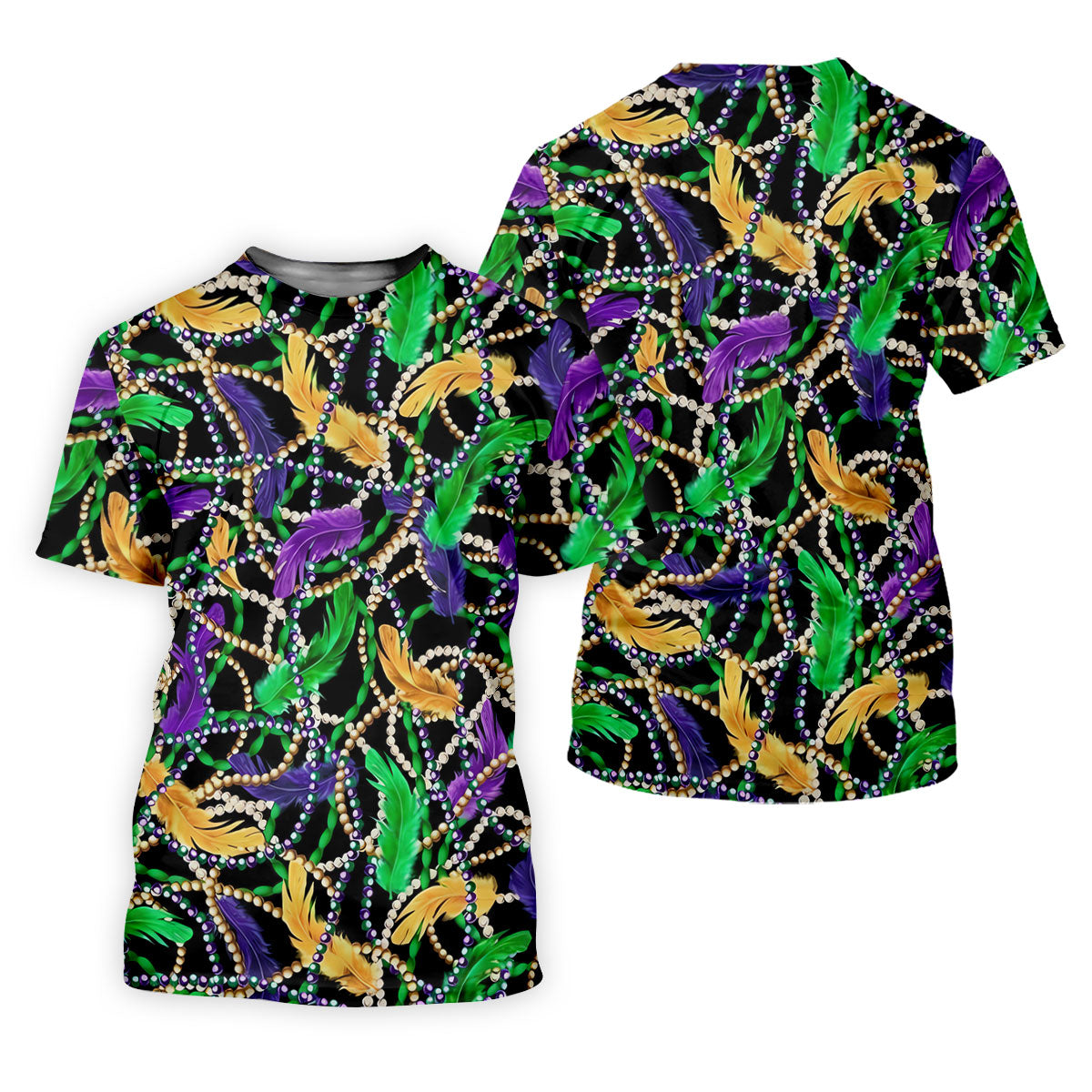 Purple Green Gold Feather Beads Mardi Gras Golf Shirt, Polo ShirtFor Men, Golf Shirts For Men