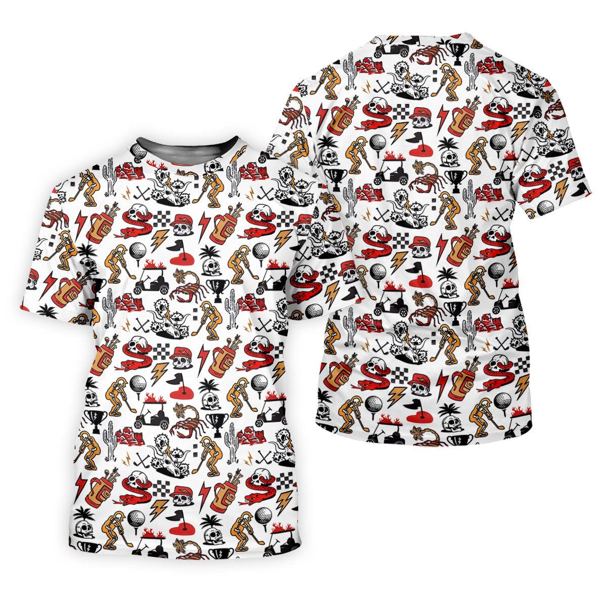 Horror Pattern White Halloween Golf Tops For Men, Fun Golf Shirts For Men, Halloween Gift Idea