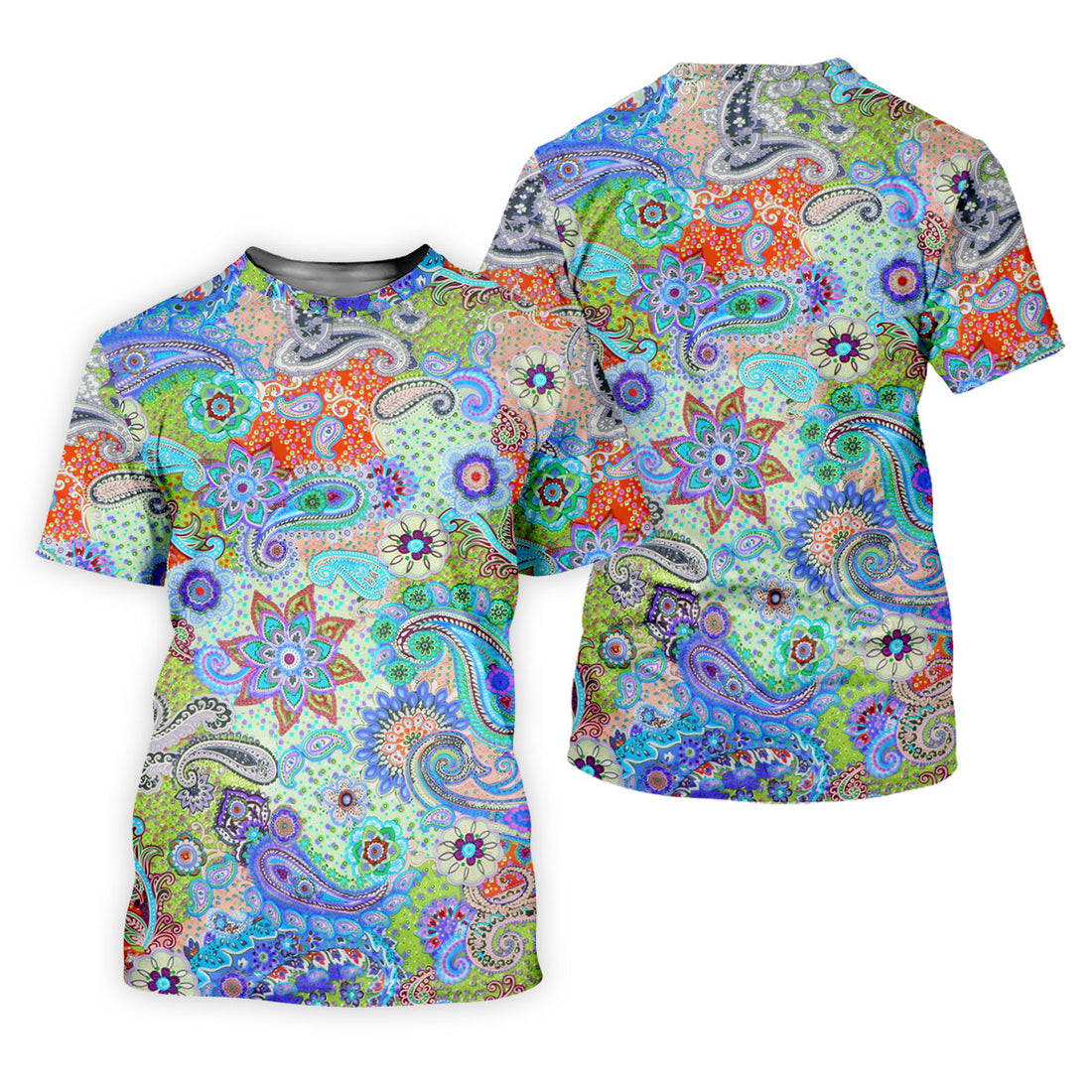 Colorful Boho Paisley Floral Pattern Golf Polo, Women's Golf Tops, Printed Golf Shirt