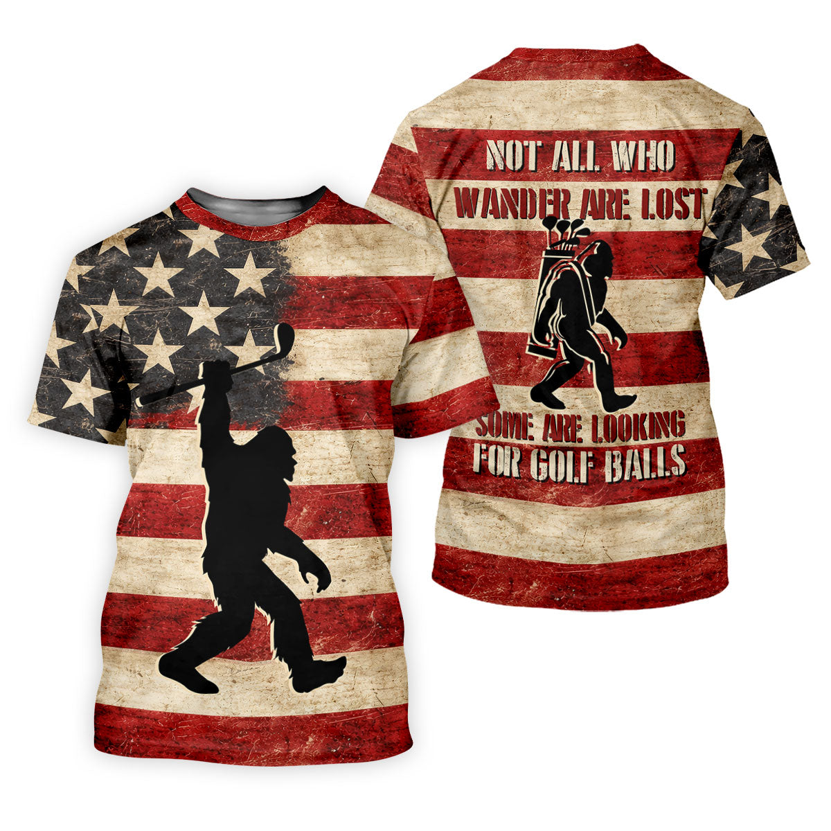 Vintage American Flag Bigfoot Golfer Polo Shirt, Women’s Golf Polo, Golf Tops For Women