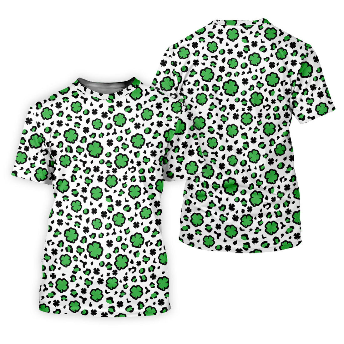 Lucky Four Leaf Clover Leopard Pattern St Patrick's Day Golf Shirt, Women's Golf Tops, Ladies Golf Shirts