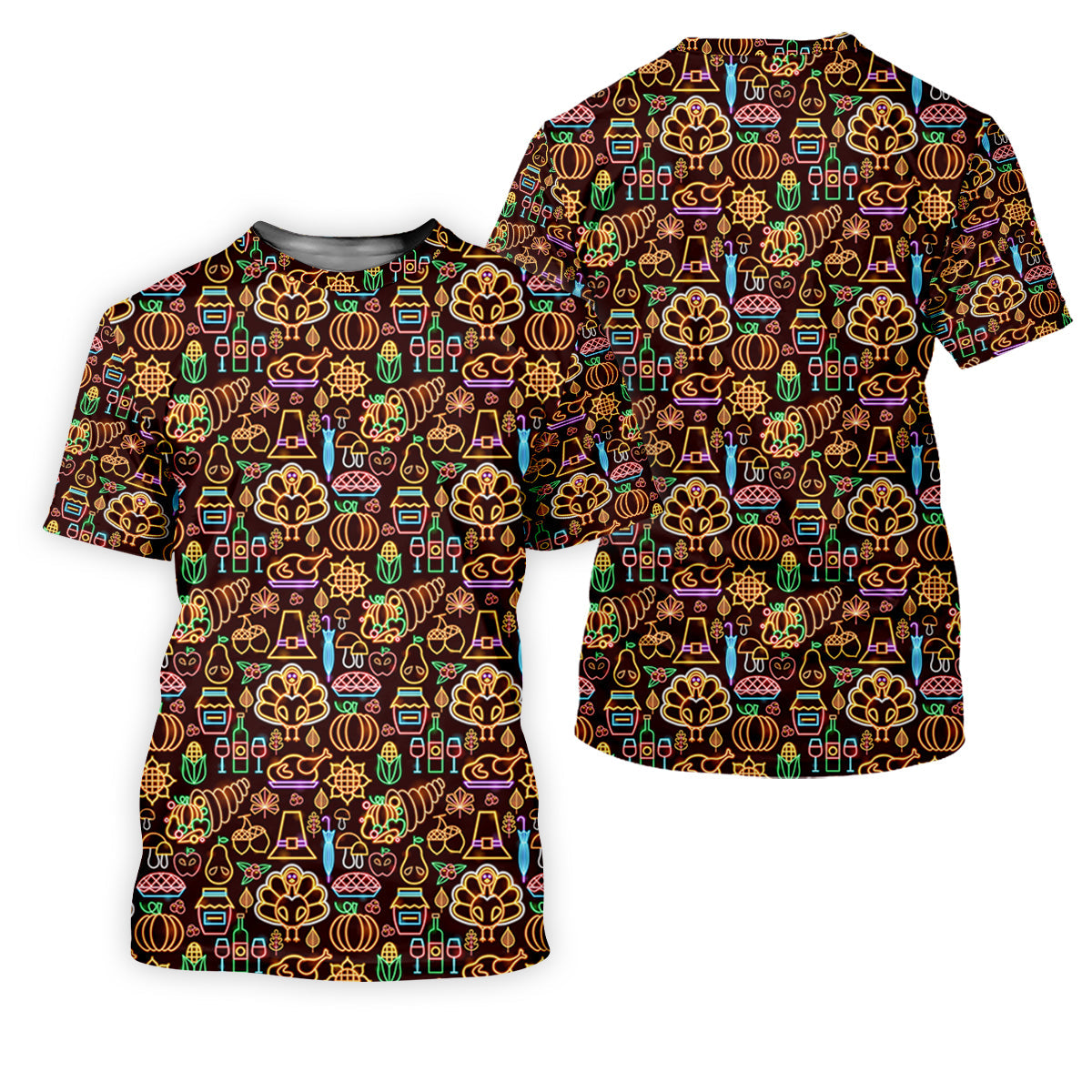 Thanksgiving Party Neon Print Golf Tops For Men, Polo Shirt Men, Golf Gift For Men