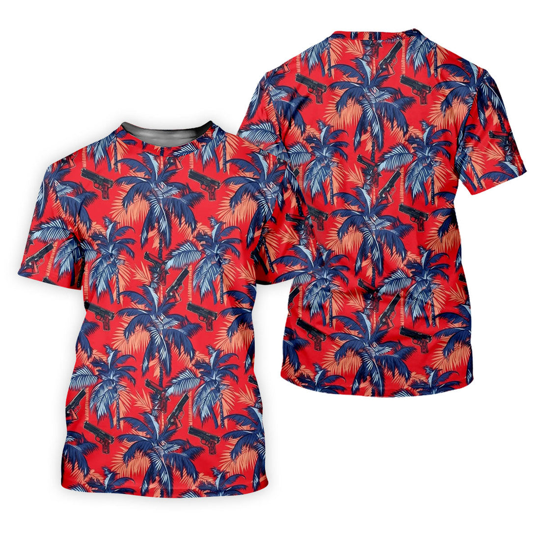 Hawaiian Palm Tree Military Theme Red Golf Shirt, Golf Shirts For Men, Polo ShirtFor Men