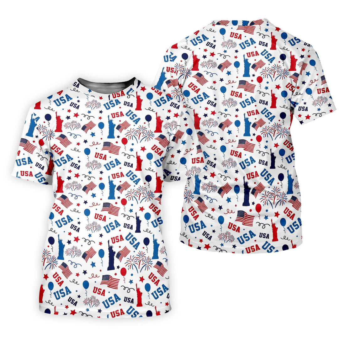USA Red White Blue Seamless Pattern White Golf Shirt, 250th Anniversary Patriotic 4th Of July Golf Shirt For Women